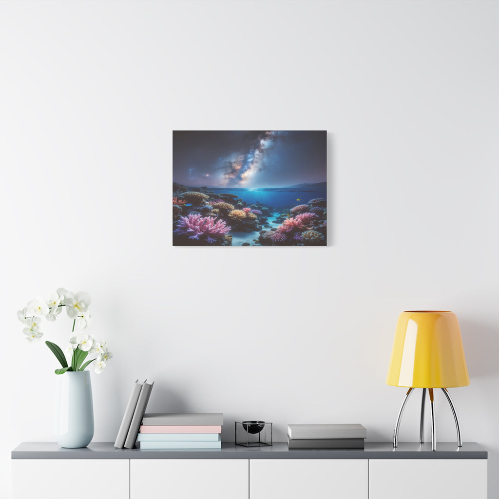 Cosmic Reef Harmony: Underwater Seascape Panorama, Milky Way Marine Dreamscape - L’Art Suprême Canvas