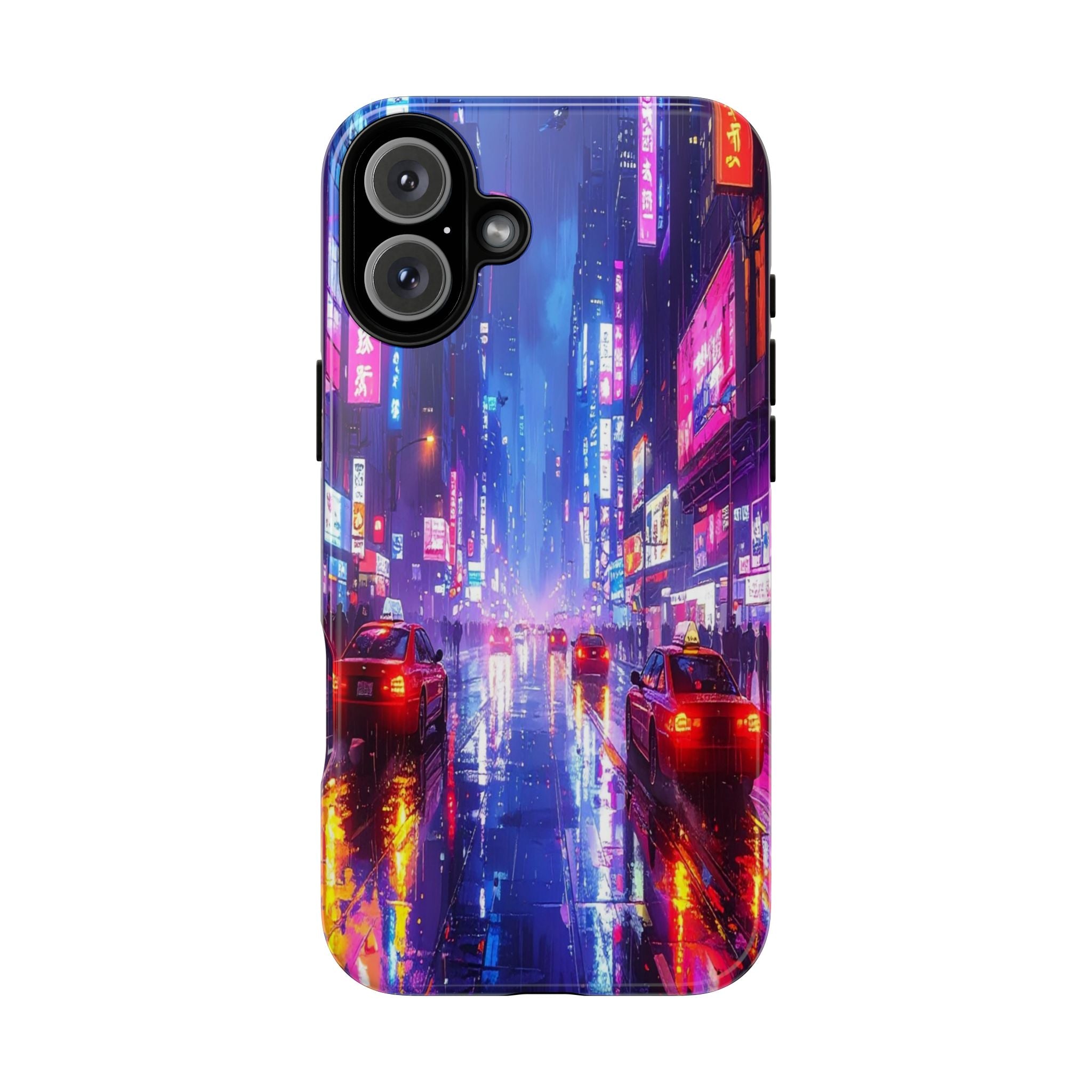 Neon Dystopia: Cyberpunk Metropolis, Urban Night Reflections - L’Art Suprême Phone Case