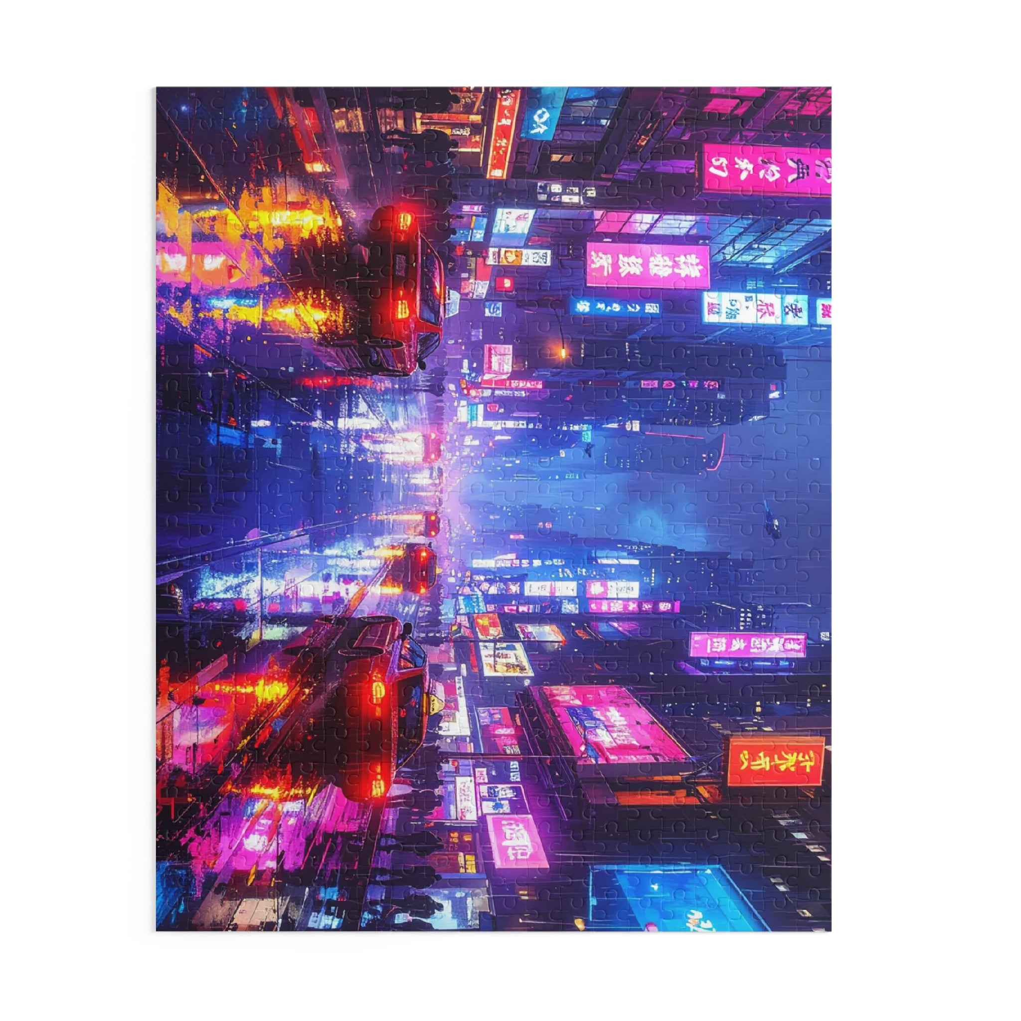 Neon Nocturne: Cyberpunk Cityscape, Digital Urban Dreamscape -  L'Art Puzzle
