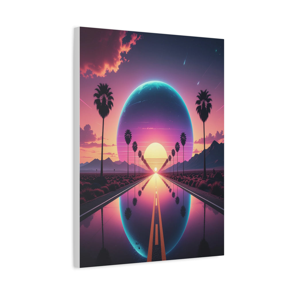 Cosmic Highway: Synthwave Dreamscape, Retro-Futuristic Sunset - L’Art Suprême Canvas
