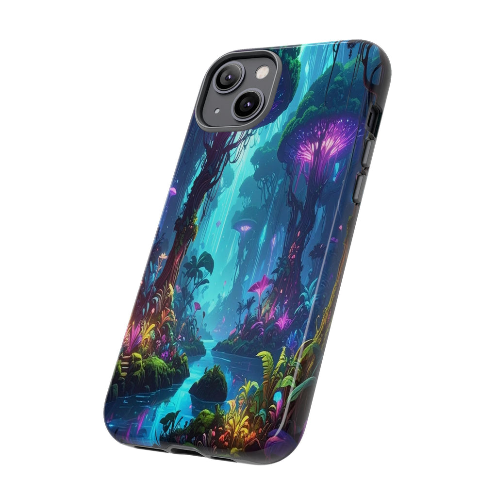 Bioluminescent Dreamscape: Ethereal Forest Fantasy, Digital Luminescence Illustration - L’Art Suprême Phone Case