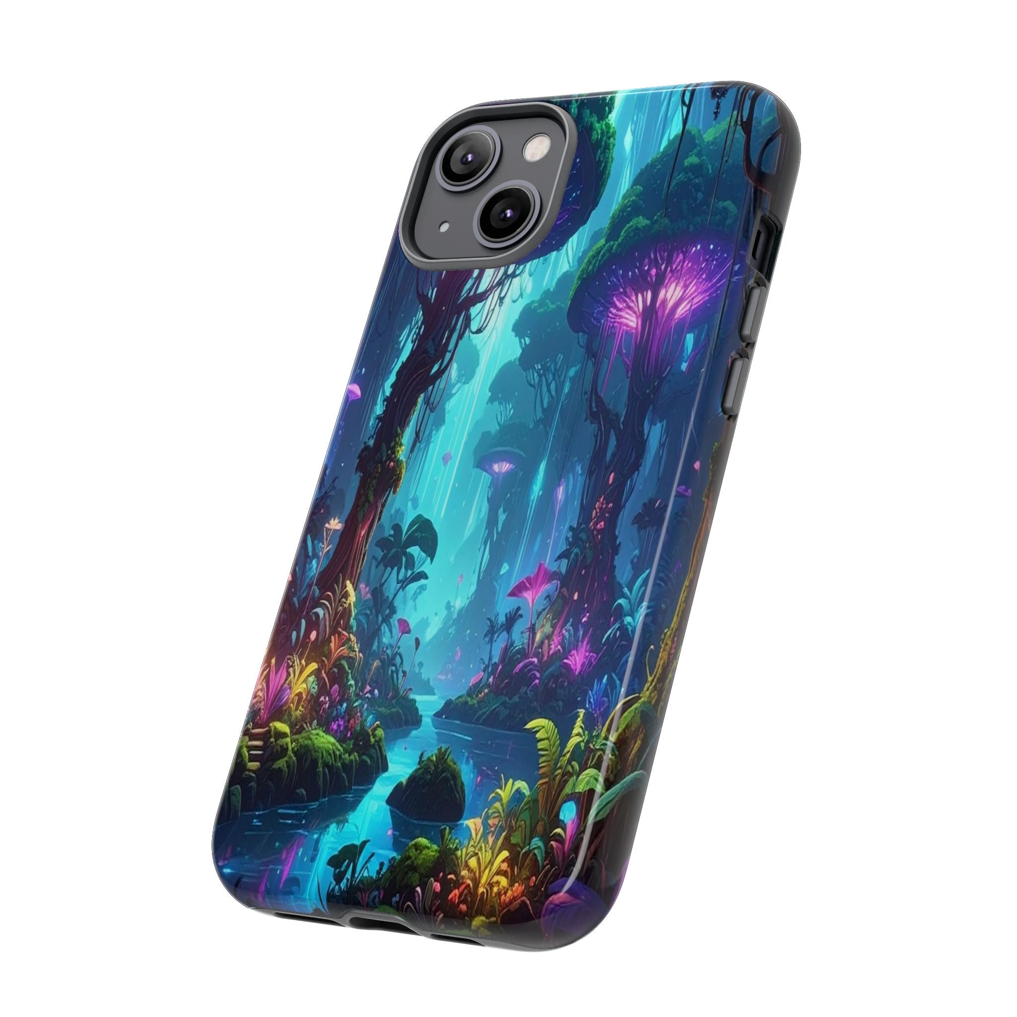 Bioluminescent Dreamscape: Ethereal Forest Fantasy, Digital Luminescence Illustration - L’Art Suprême Phone Case