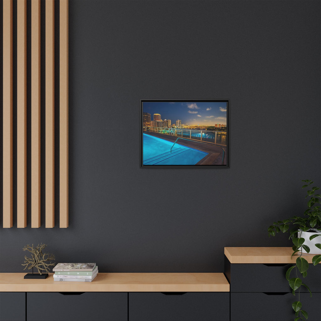"Skyline Reflections" – Framed Canvas Print