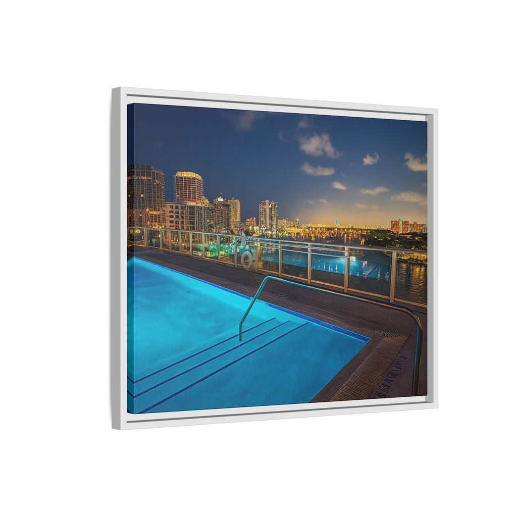 "Skyline Reflections" – Framed Canvas Print