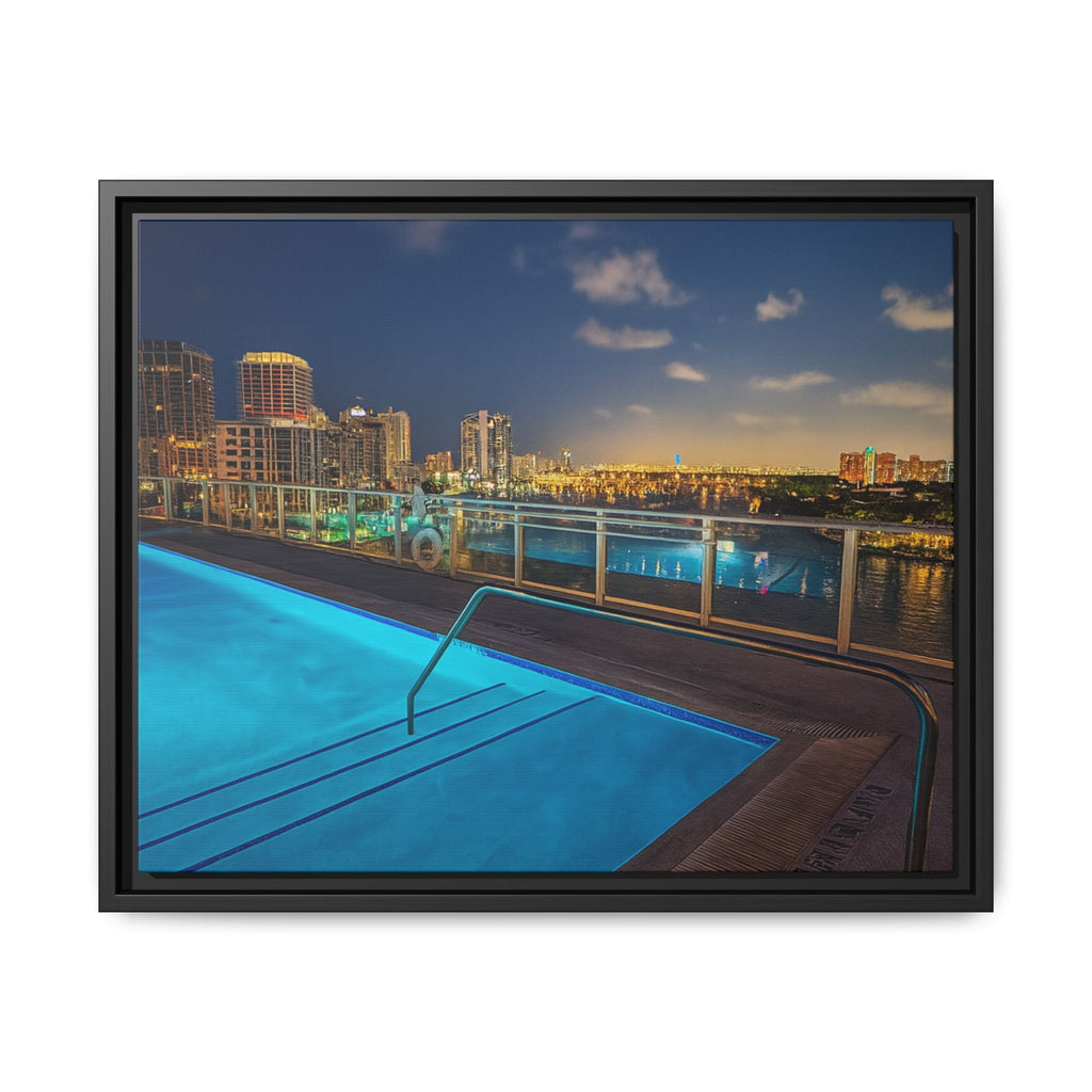 "Skyline Reflections" – Framed Canvas Print