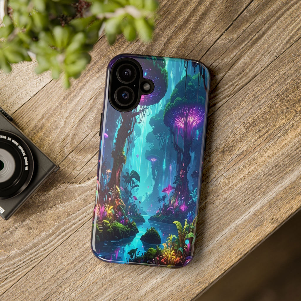 Bioluminescent Dreamscape: Ethereal Forest Fantasy, Digital Luminescence Illustration - L’Art Suprême Phone Case