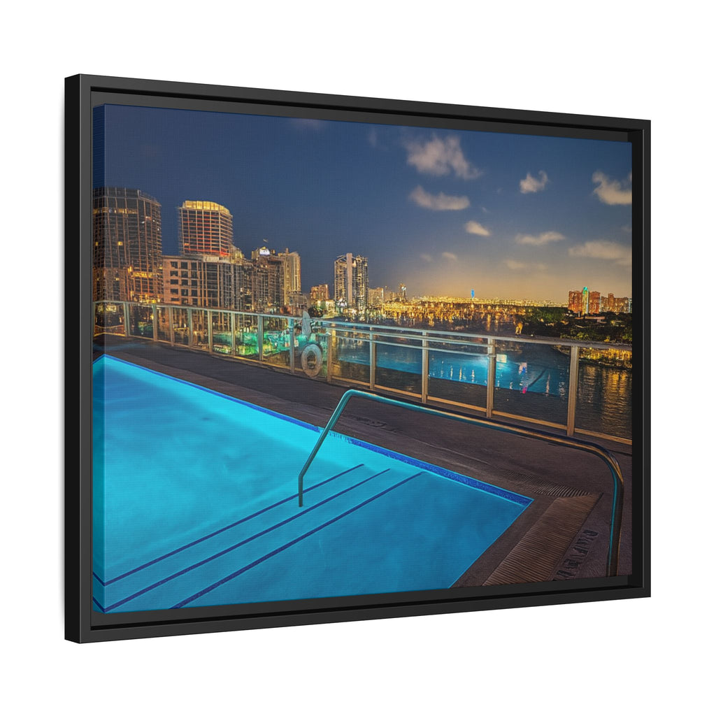 "Skyline Reflections" – Framed Canvas Print