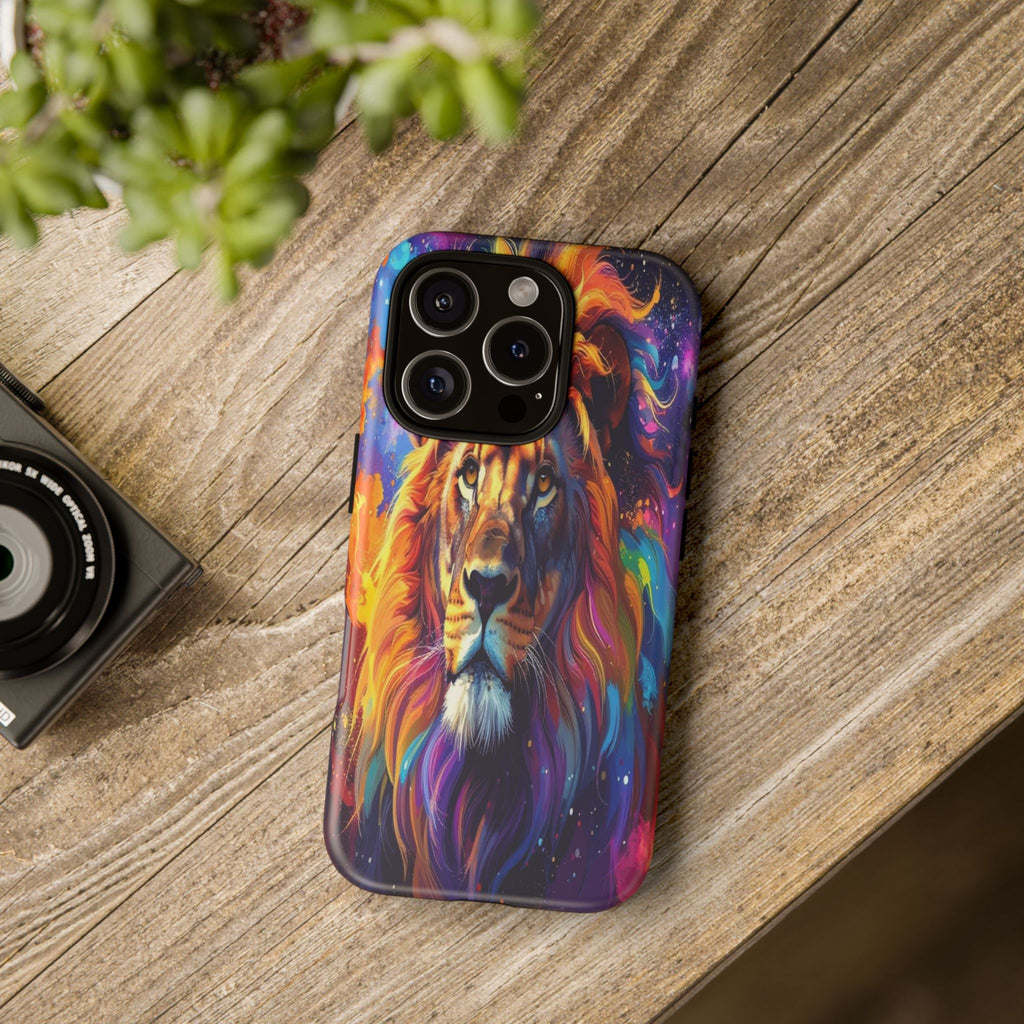 Cosmic Mane: Celestial Lion Portrait, Psychedelic Wildlife Art - L’Art Suprême Phone Case
