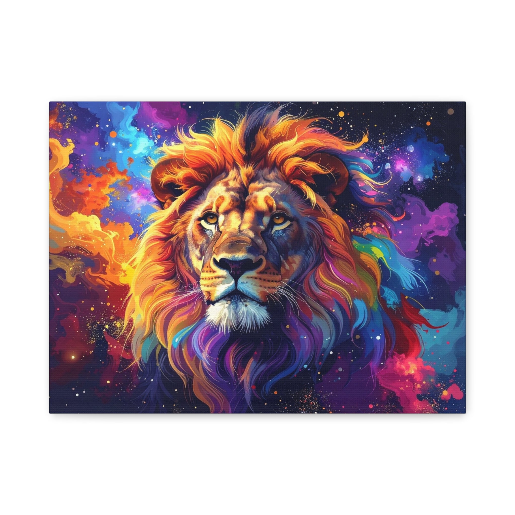 Cosmic Mane: Celestial Lion Portrait, Digital Cosmic Artwork - L’Art Suprême Canvas