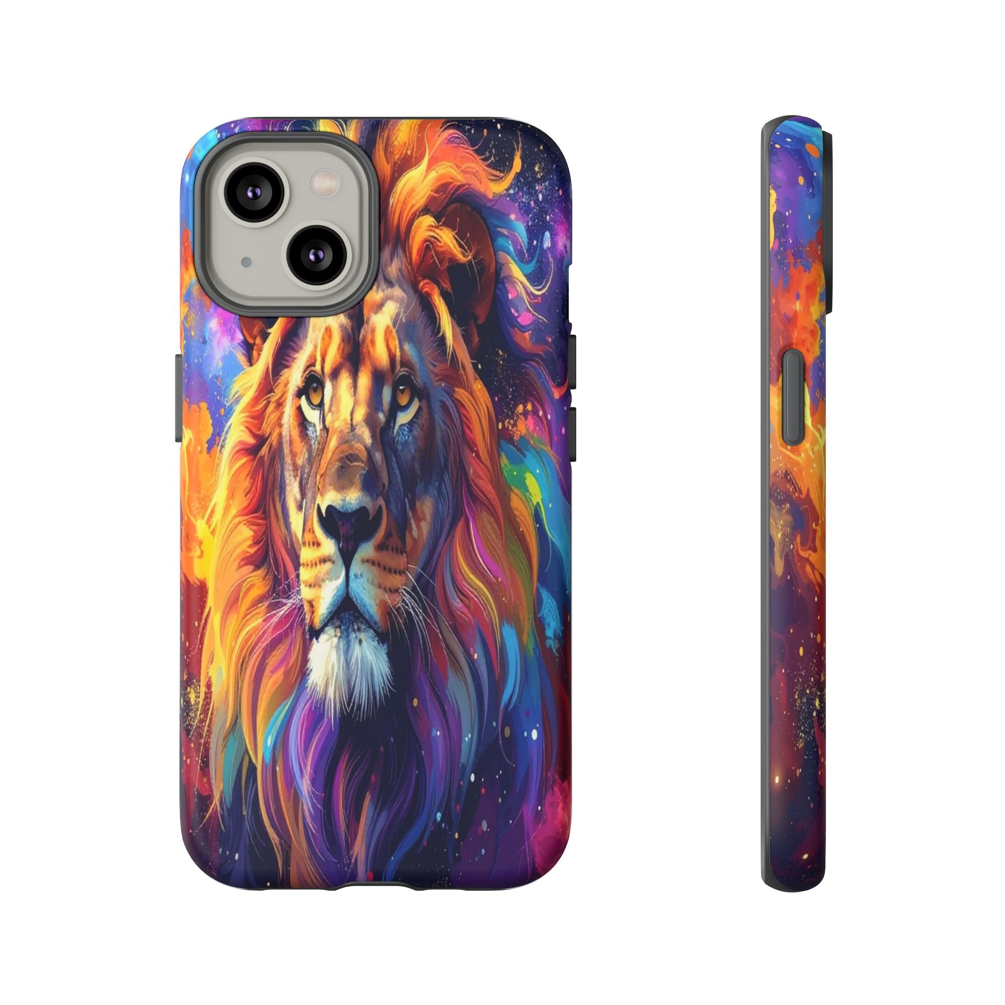 Cosmic Mane: Celestial Lion Portrait, Psychedelic Wildlife Art - L’Art Suprême Phone Case