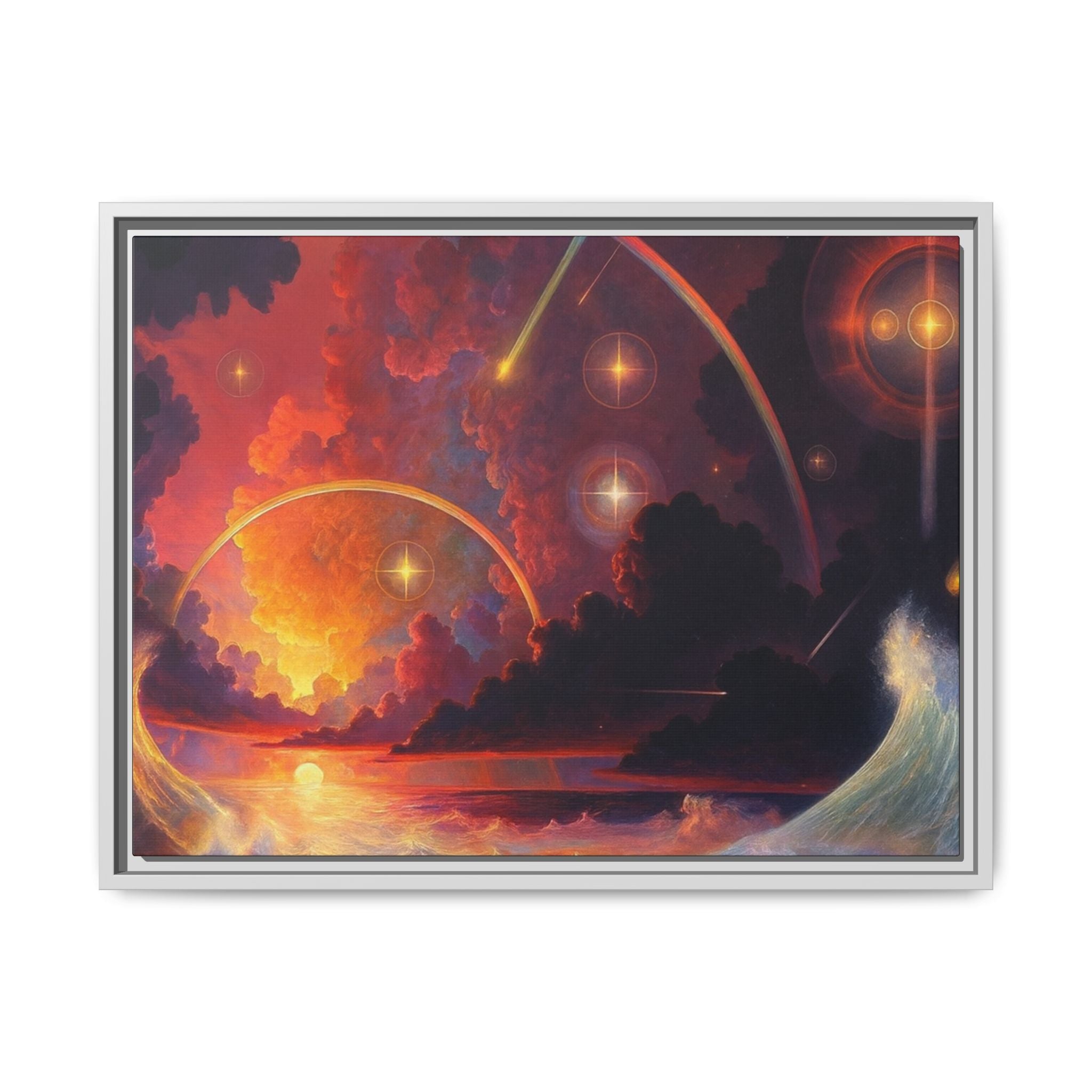 "Celestial Tides" – Framed Canvas Print