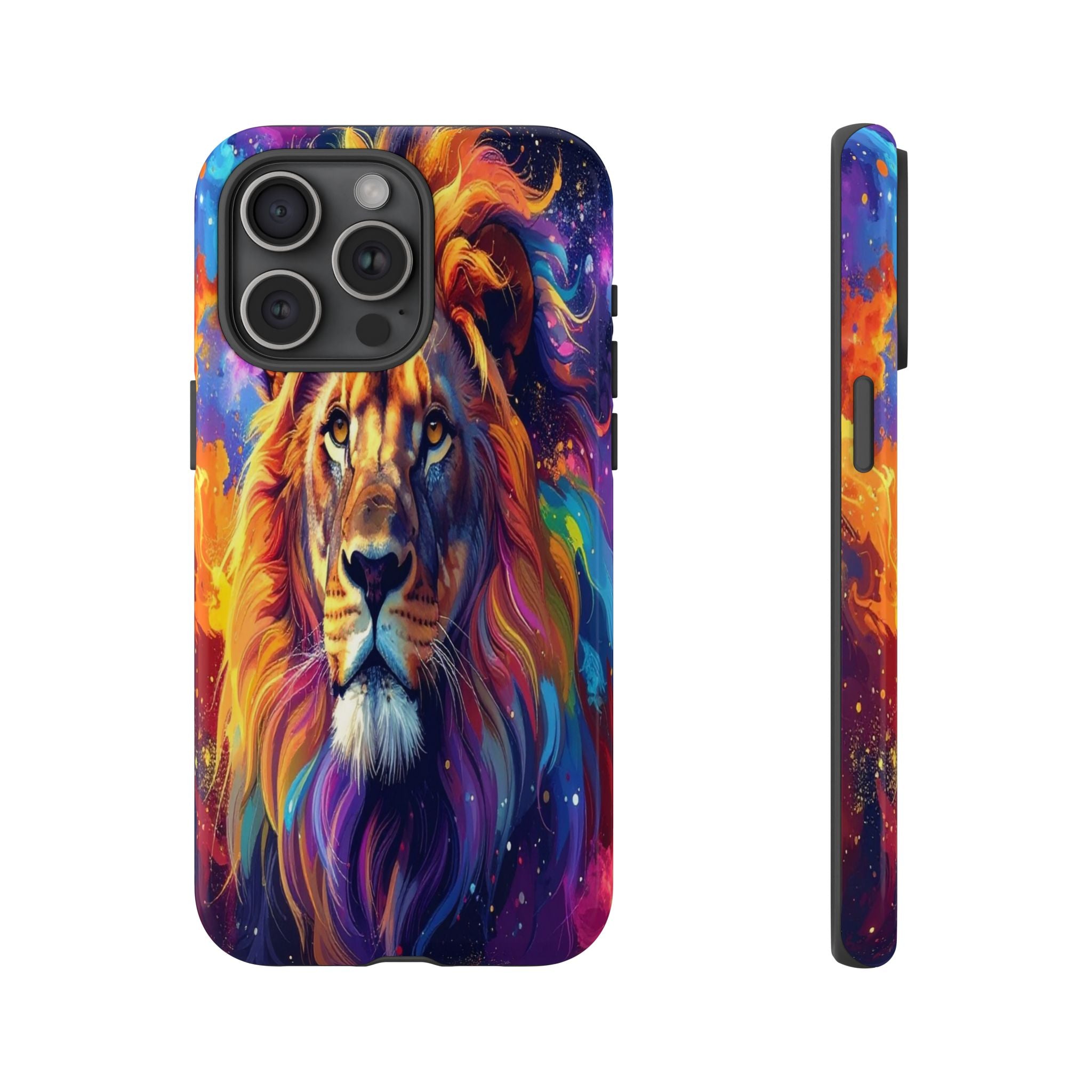 Cosmic Mane: Celestial Lion Portrait, Psychedelic Wildlife Art - L’Art Suprême Phone Case
