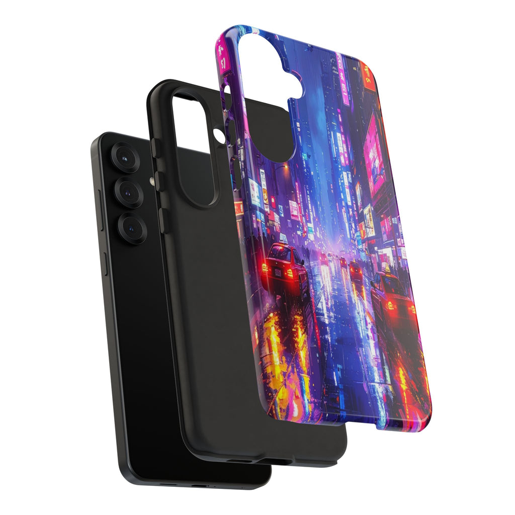 Neon Dystopia: Cyberpunk Metropolis, Urban Night Reflections - L’Art Suprême Phone Case