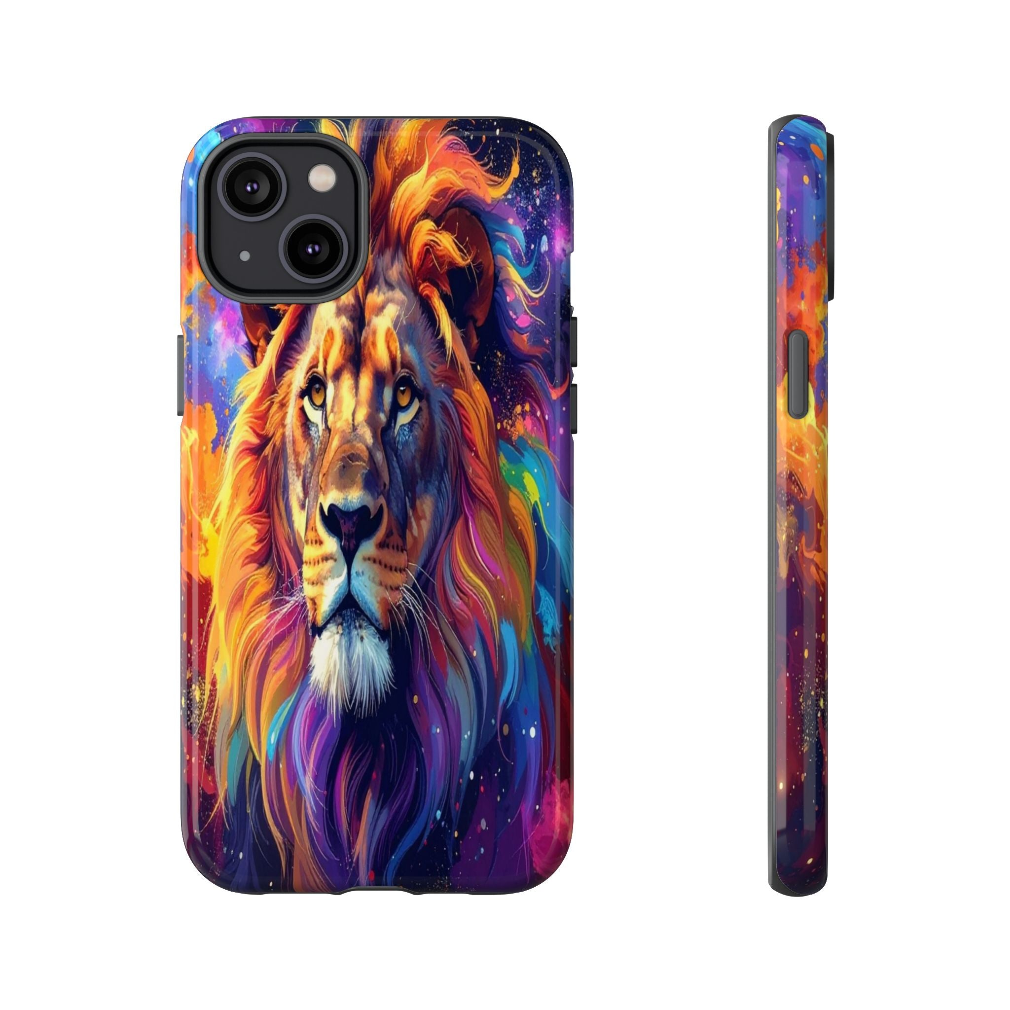 Cosmic Mane: Celestial Lion Portrait, Psychedelic Wildlife Art - L’Art Suprême Phone Case