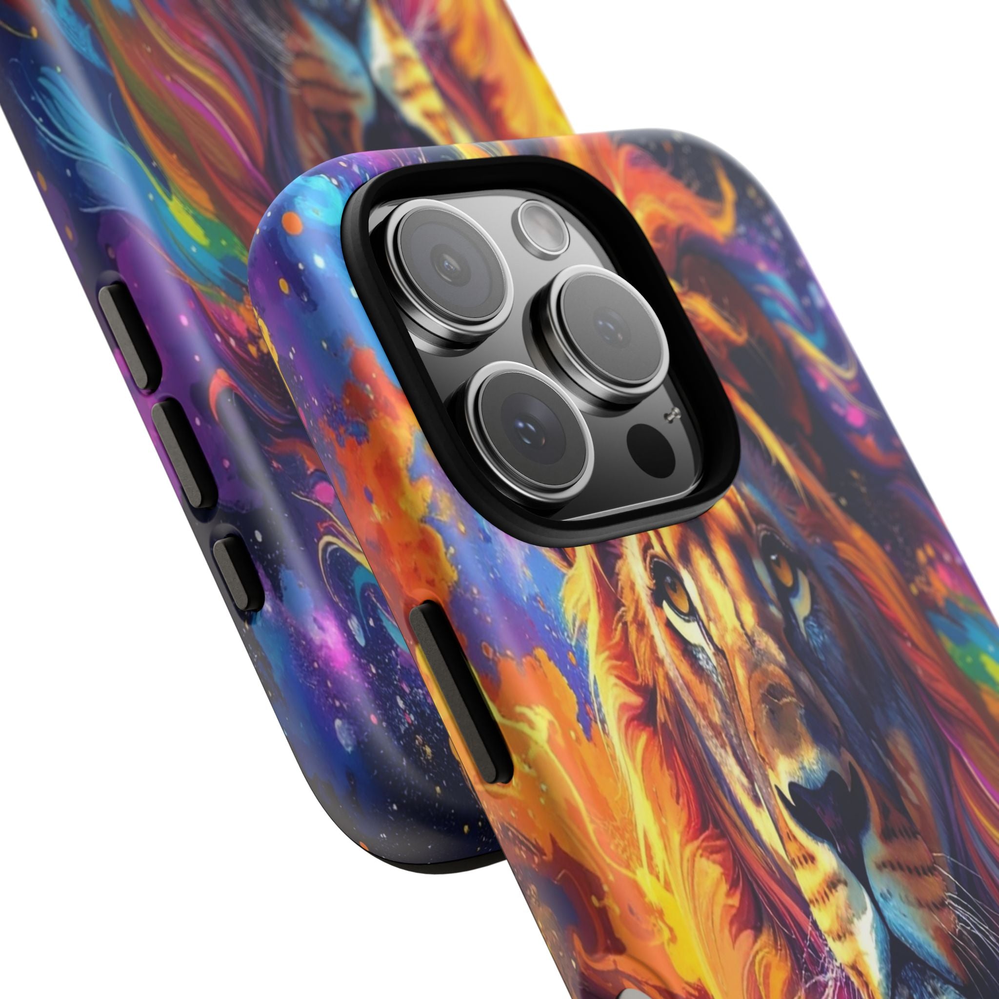 Cosmic Mane: Celestial Lion Portrait, Psychedelic Wildlife Art - L’Art Suprême Phone Case