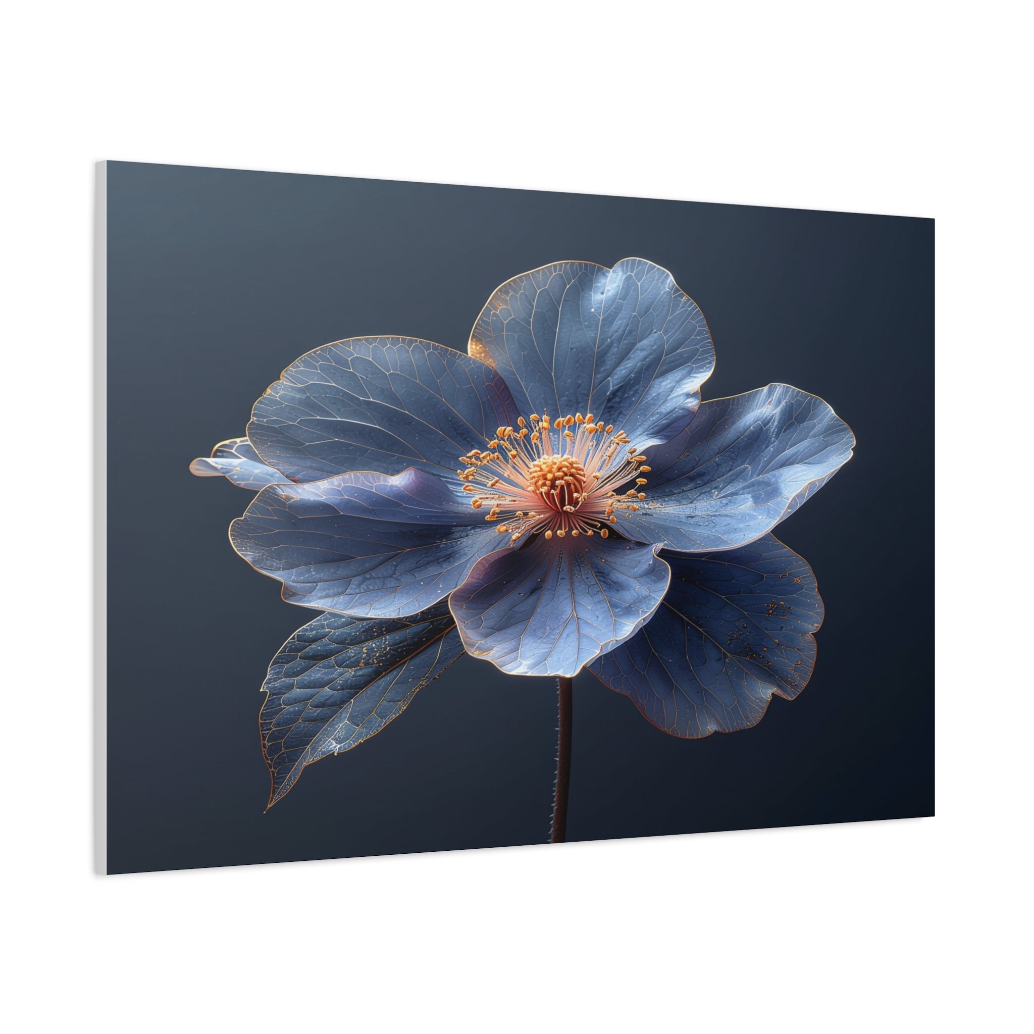 Ethereal Blue: Macro Botanical Photography, Delicate Floral Veins - L’Art Suprême Canvas