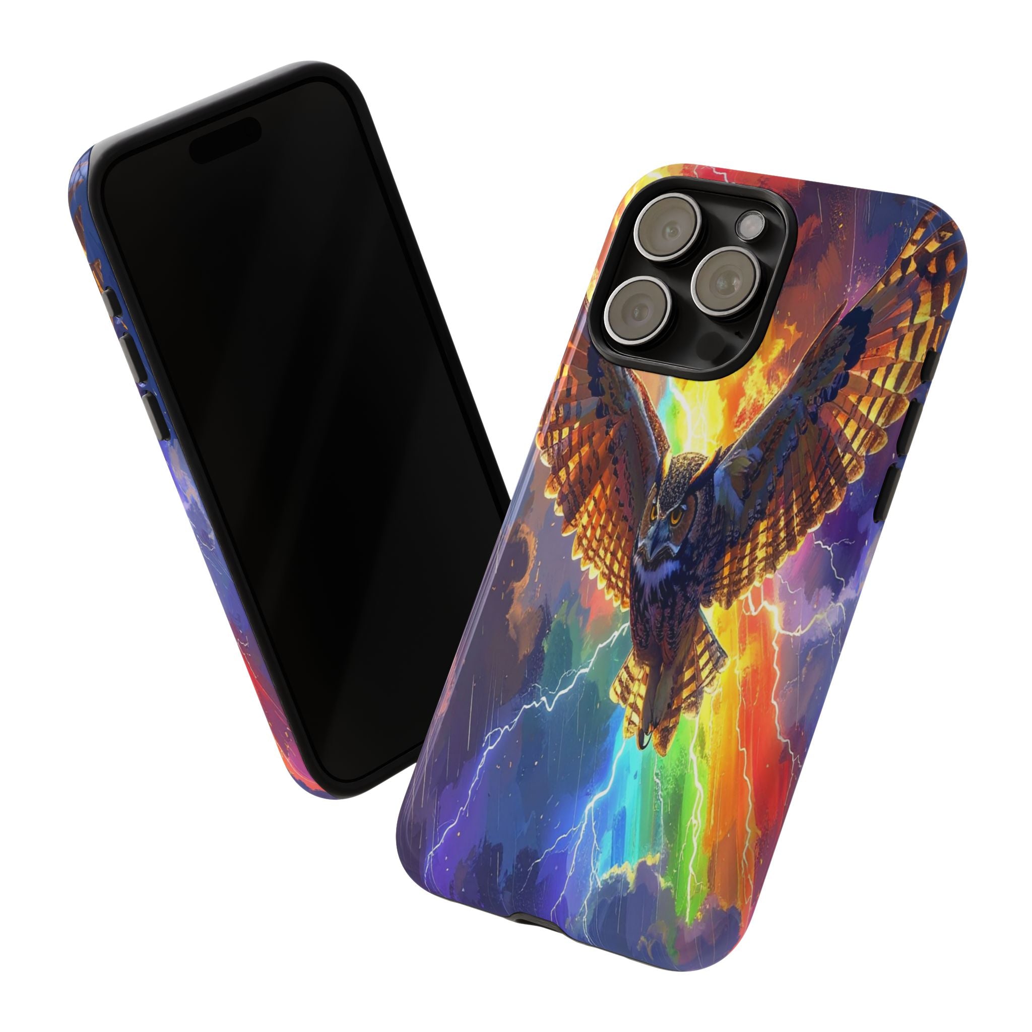 Thunderwing: Ethereal Owl in Electric Storm, Digital Fantasy Artwork - L’Art Suprême Phone Case