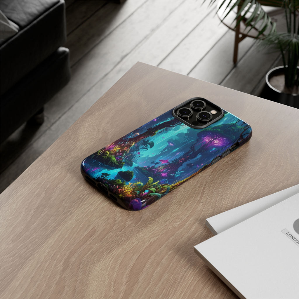 Bioluminescent Dreamscape: Ethereal Forest Fantasy, Digital Luminescence Illustration - L’Art Suprême Phone Case