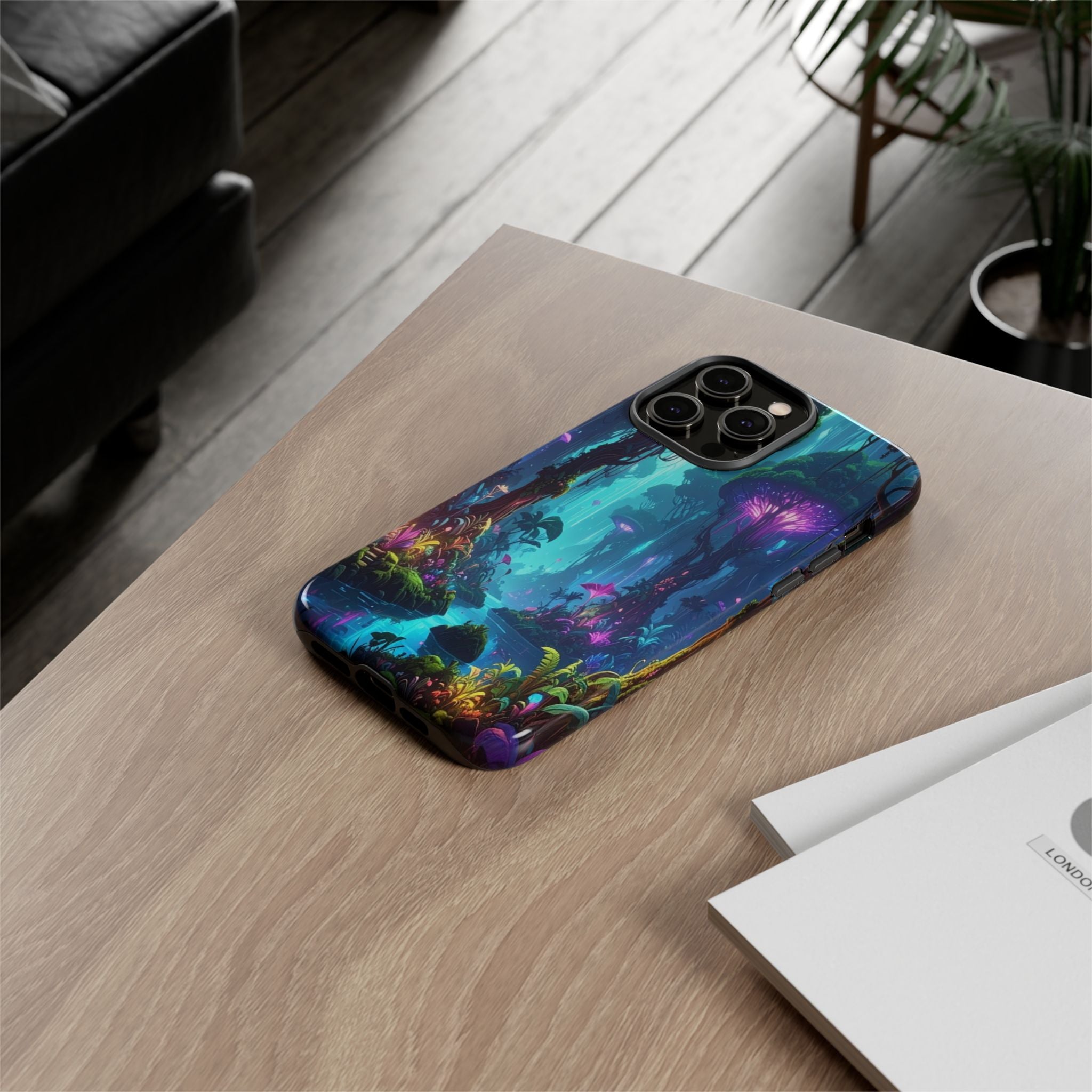 Bioluminescent Dreamscape: Ethereal Forest Fantasy, Digital Luminescence Illustration - L’Art Suprême Phone Case