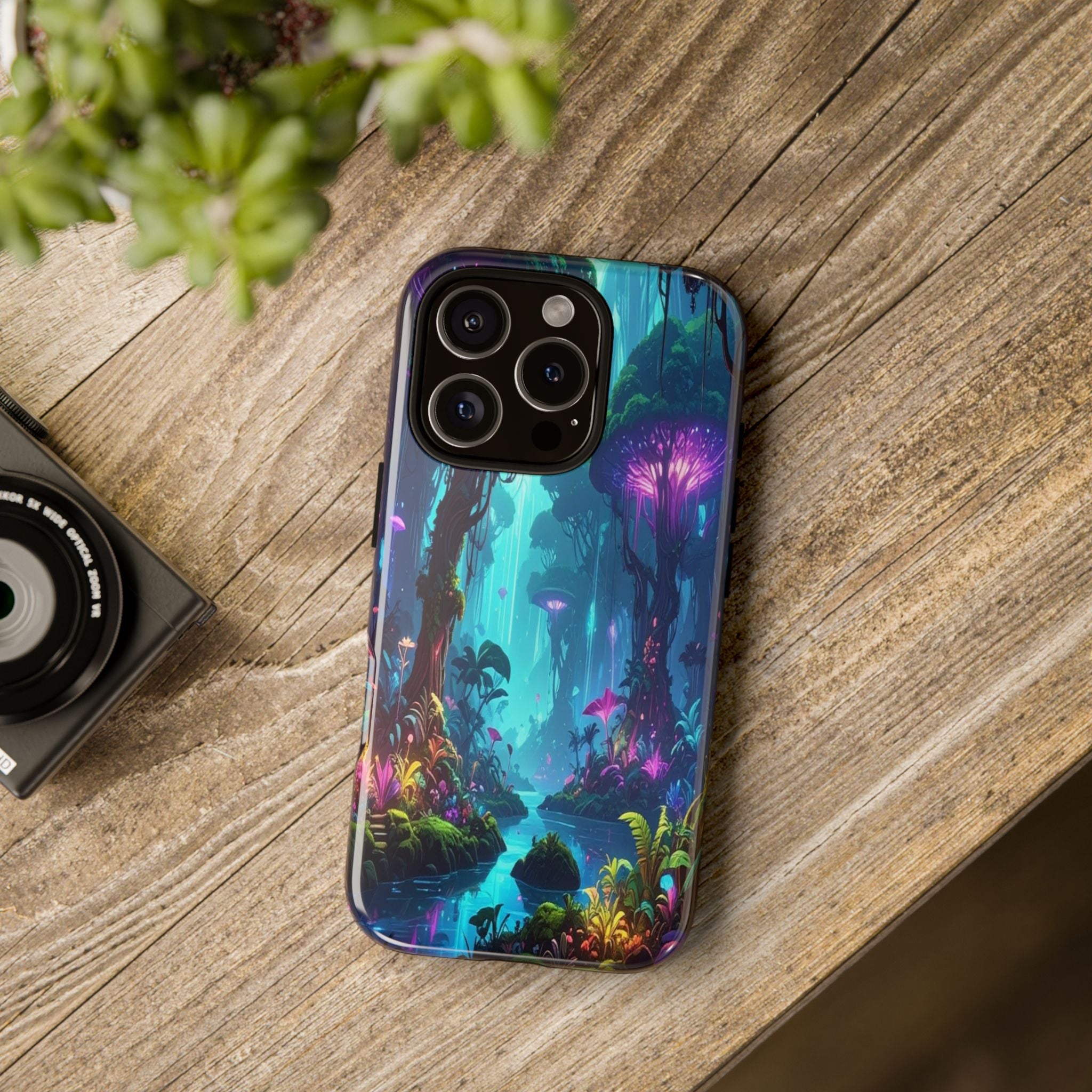 Bioluminescent Dreamscape: Ethereal Forest Fantasy, Digital Luminescence Illustration - L’Art Suprême Phone Case