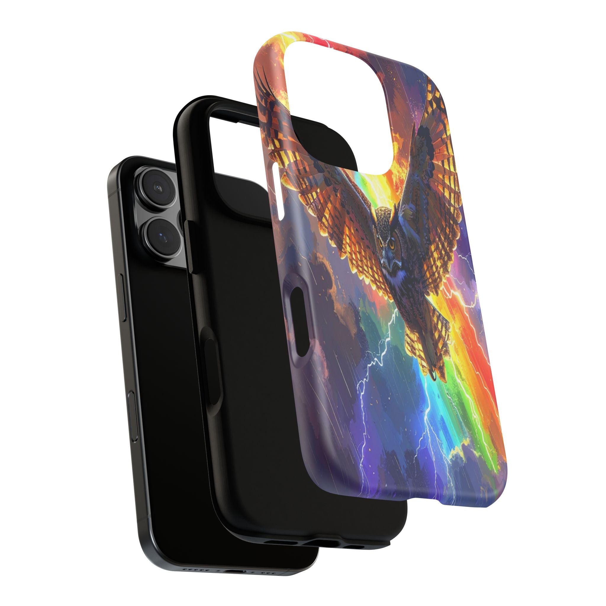 Thunderwing: Ethereal Owl in Electric Storm, Digital Fantasy Artwork - L’Art Suprême Phone Case
