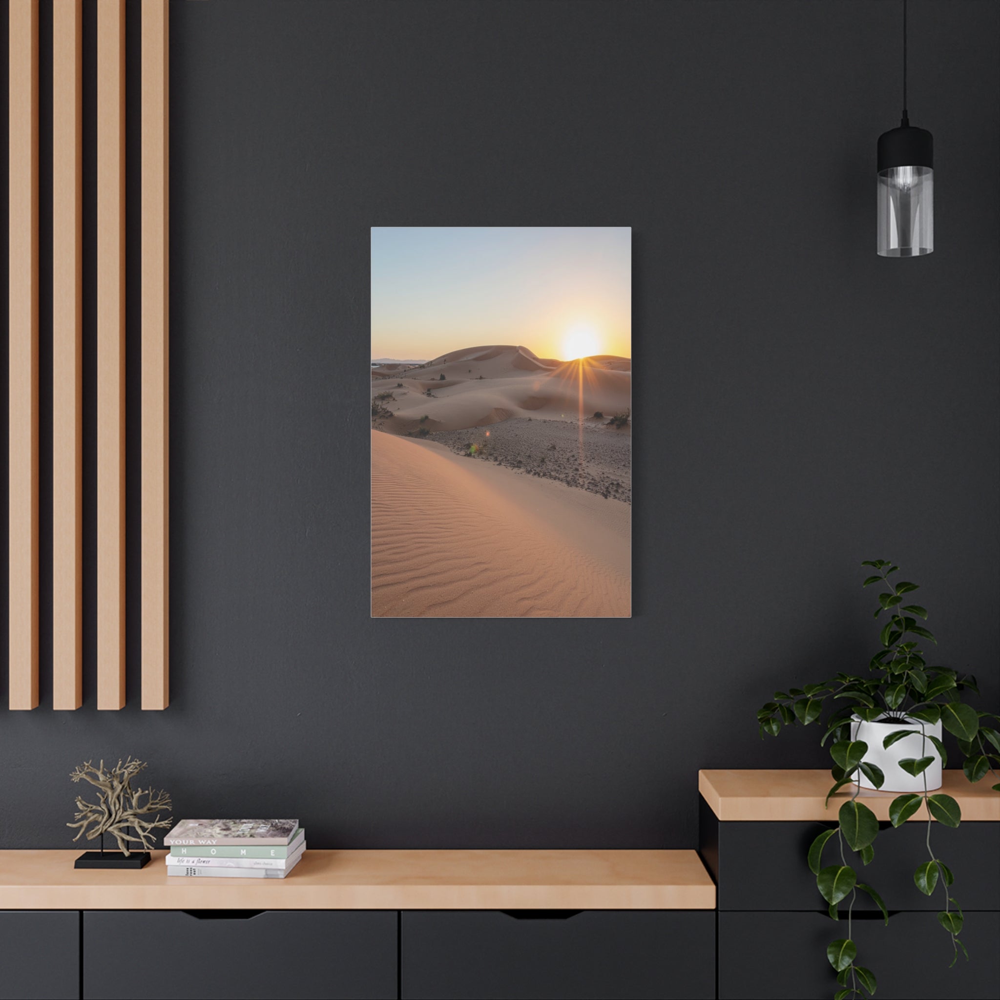 Daybreak in the Desert: Golden Sands at Sunrise, Arid Landscape Panorama - L’Art Suprême Canvas
