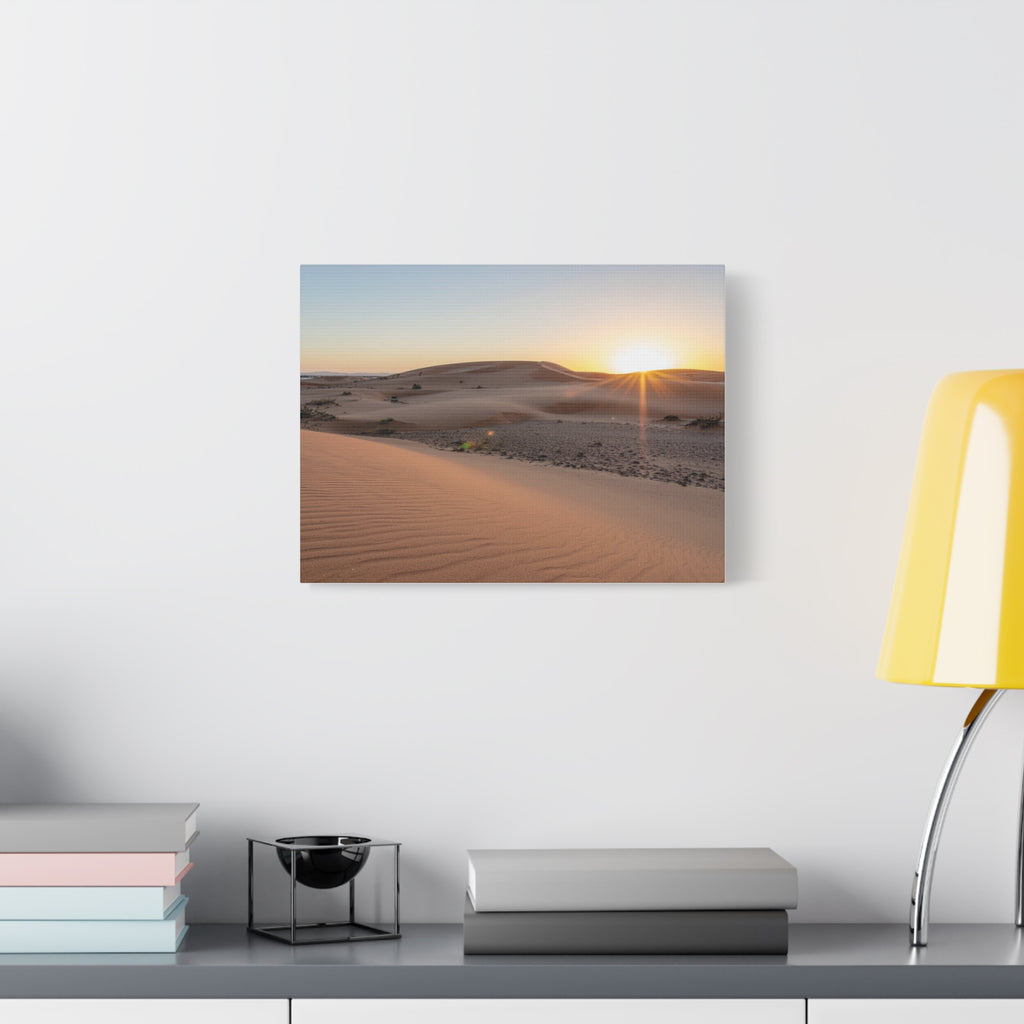 Daybreak in the Desert: Golden Sands at Sunrise, Arid Landscape Panorama - L’Art Suprême Canvas