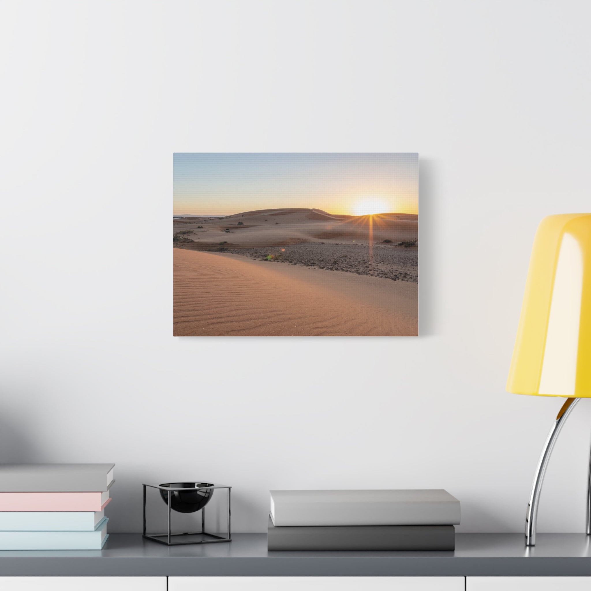 Daybreak in the Desert: Golden Sands at Sunrise, Arid Landscape Panorama - L’Art Suprême Canvas