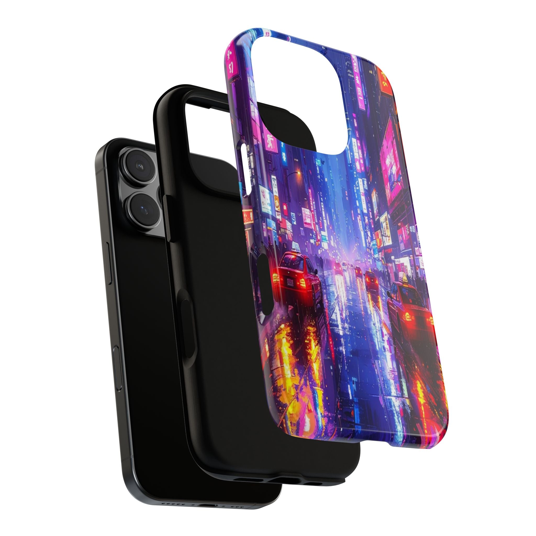 Neon Dystopia: Cyberpunk Metropolis, Urban Night Reflections - L’Art Suprême Phone Case
