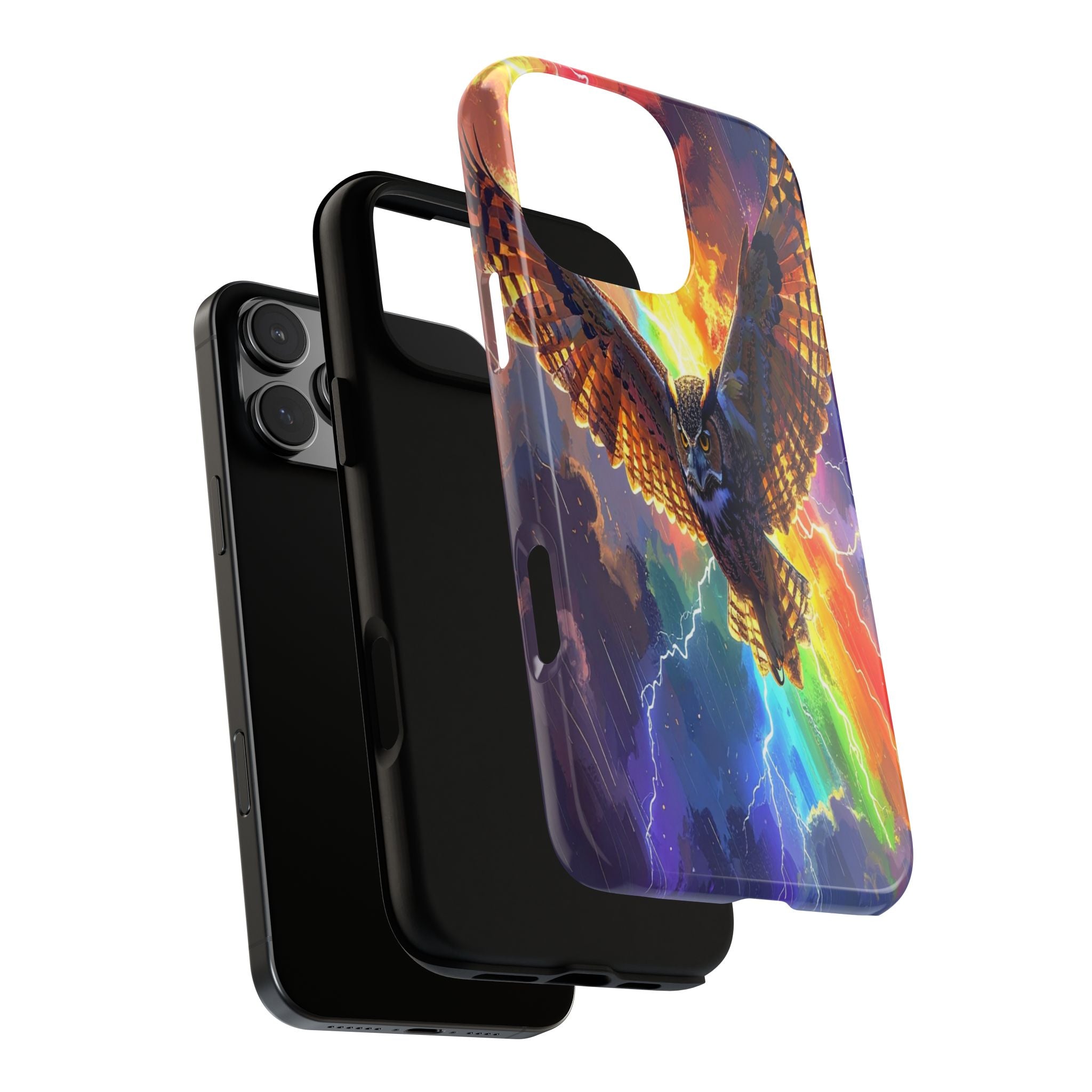 Thunderwing: Ethereal Owl in Electric Storm, Digital Fantasy Artwork - L’Art Suprême Phone Case