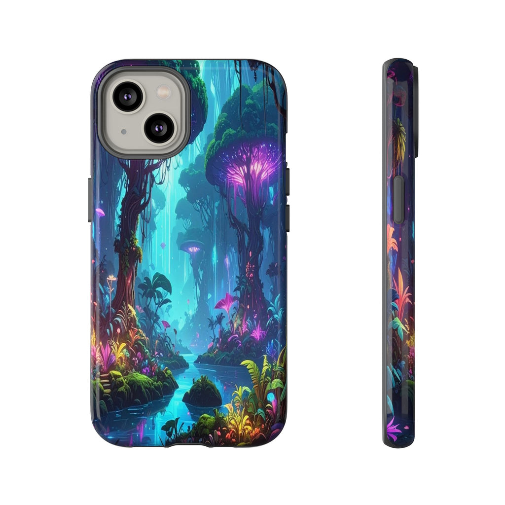 Bioluminescent Dreamscape: Ethereal Forest Fantasy, Digital Luminescence Illustration - L’Art Suprême Phone Case