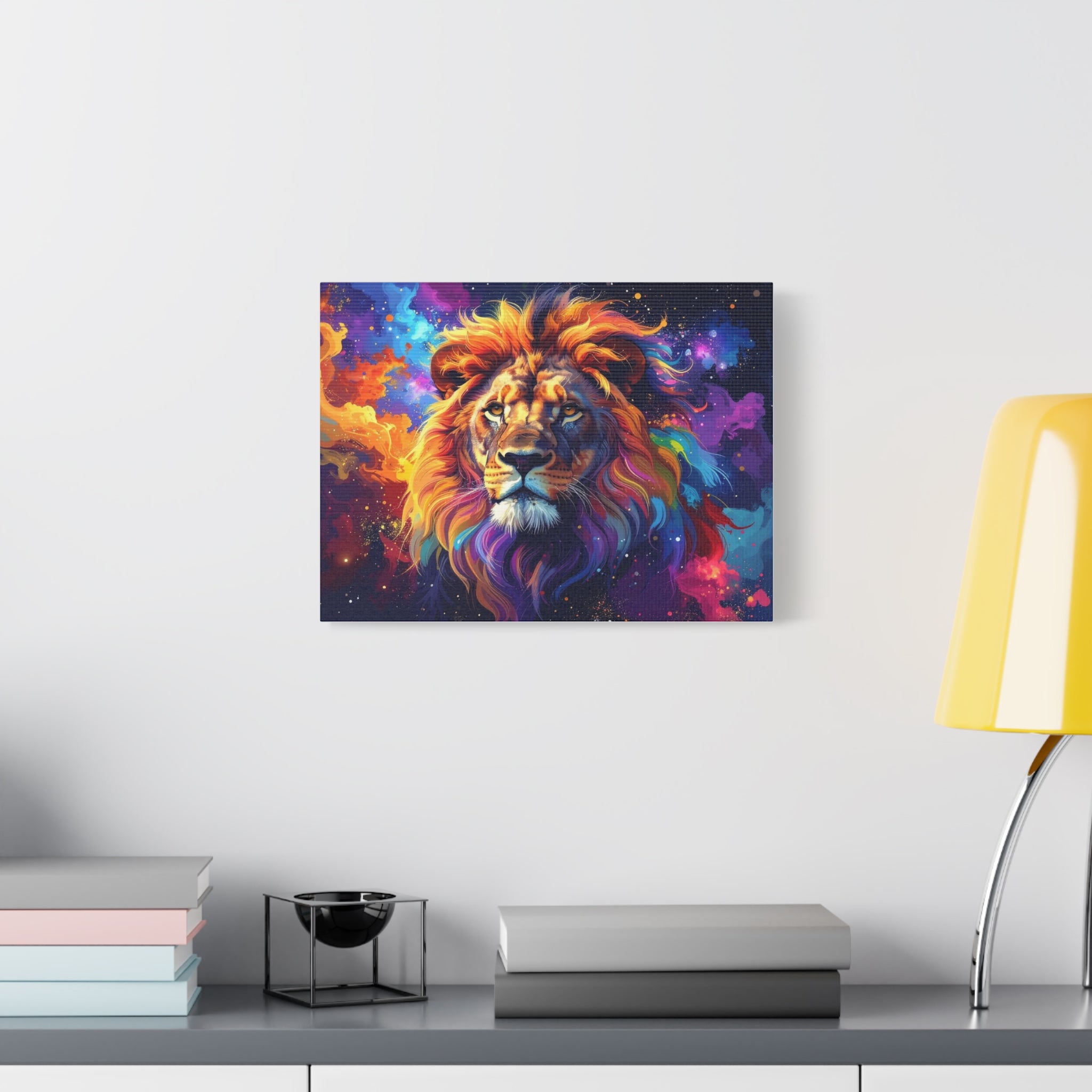 Cosmic Mane: Celestial Lion Portrait, Digital Cosmic Artwork - L’Art Suprême Canvas