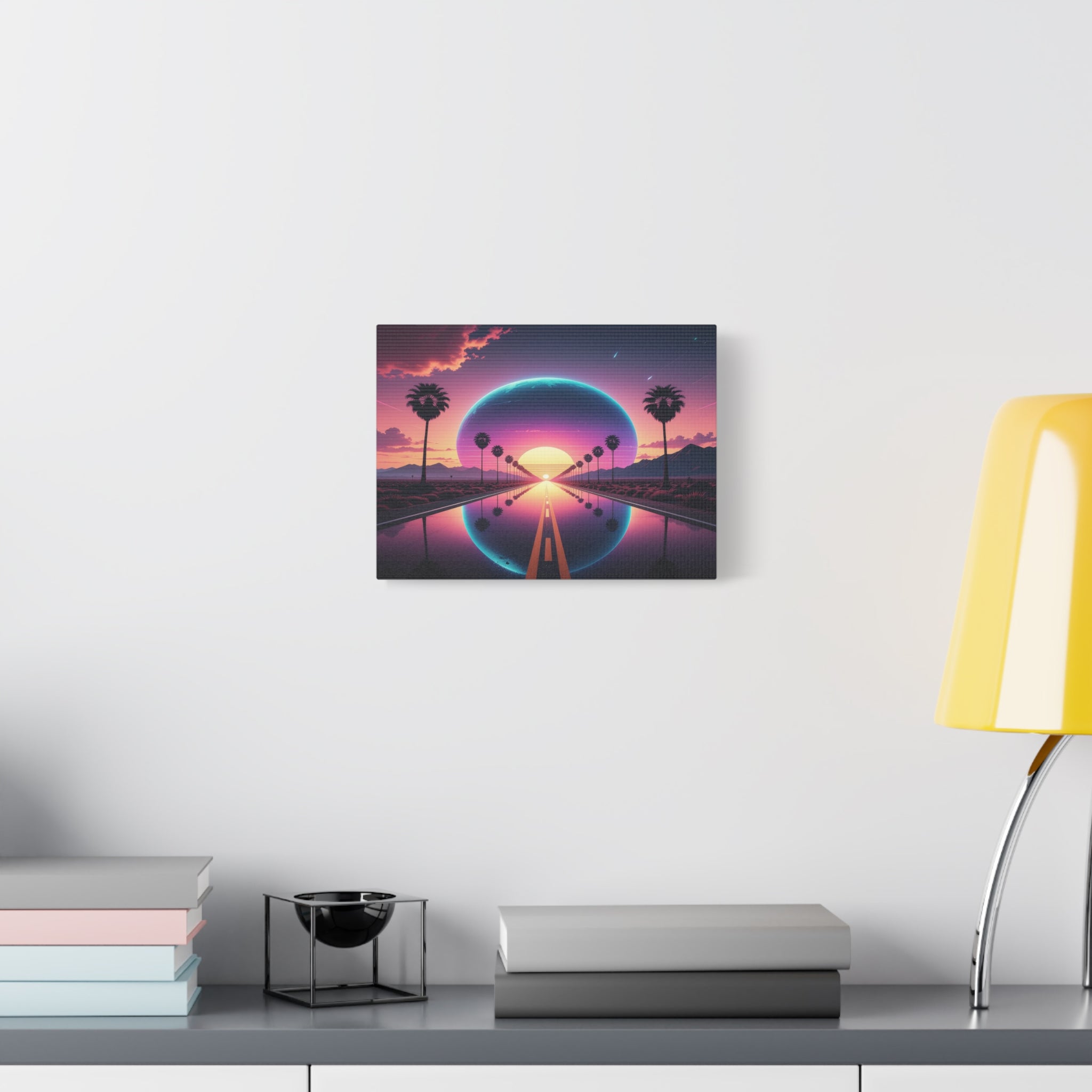 Cosmic Highway: Synthwave Dreamscape, Retro-Futuristic Sunset - L’Art Suprême Canvas