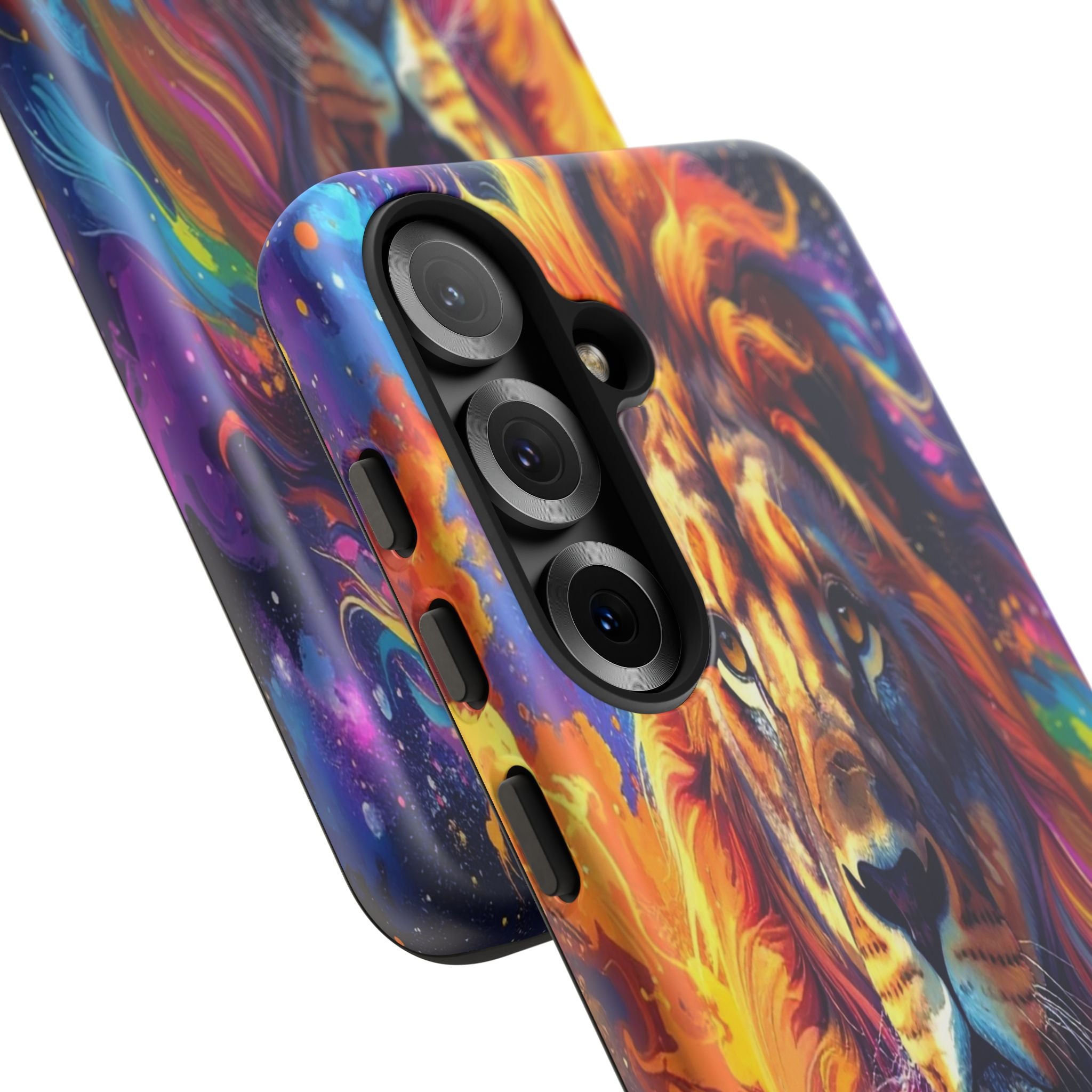 Cosmic Mane: Celestial Lion Portrait, Psychedelic Wildlife Art - L’Art Suprême Phone Case