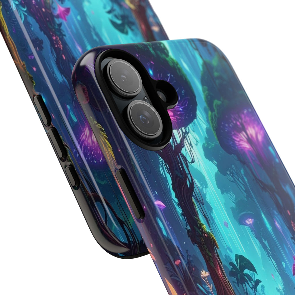 Bioluminescent Dreamscape: Ethereal Forest Fantasy, Digital Luminescence Illustration - L’Art Suprême Phone Case