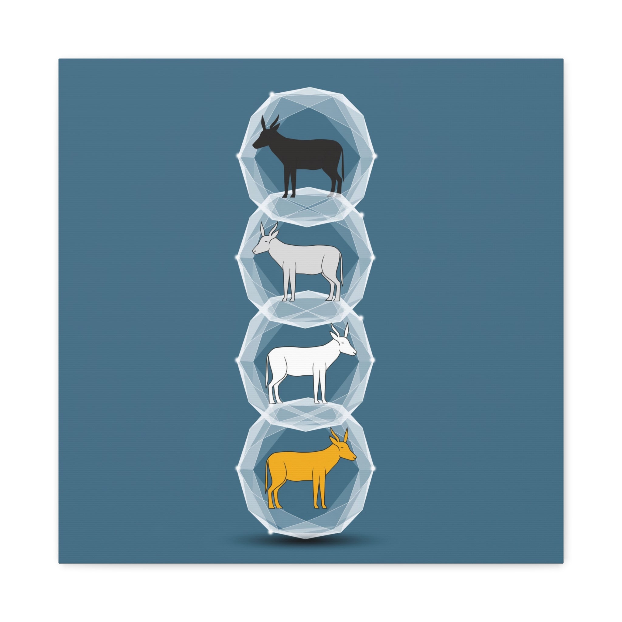 Encapsulated Ascent: Geometric Animal Silhouettes, Minimal Vertical Progression - L’Art Suprême Canvas