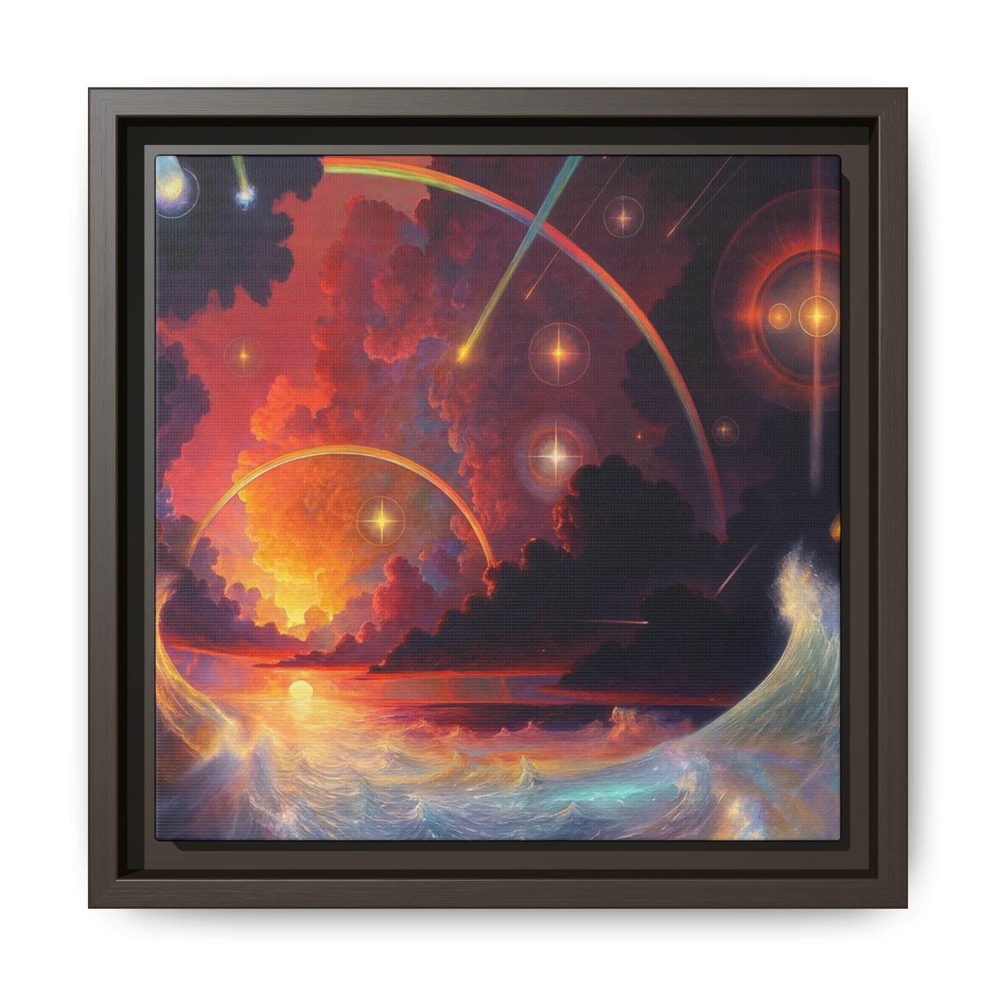 "Celestial Tides" – Framed Canvas Print