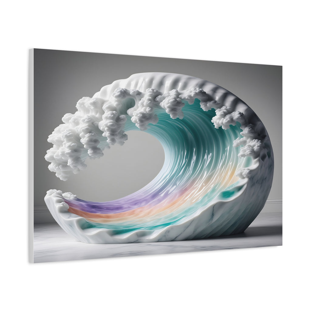 Oceanic Euphoria: Marble Wave Sculpture, Ethereal Aquatic Art - L’Art Suprême Canvas