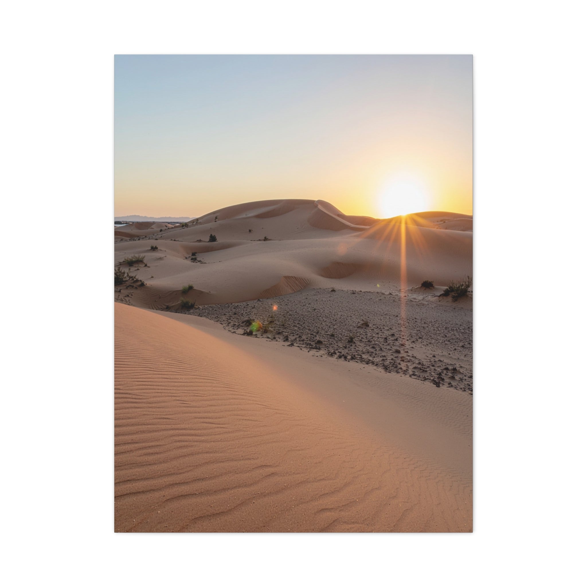 Daybreak in the Desert: Golden Sands at Sunrise, Arid Landscape Panorama - L’Art Suprême Canvas
