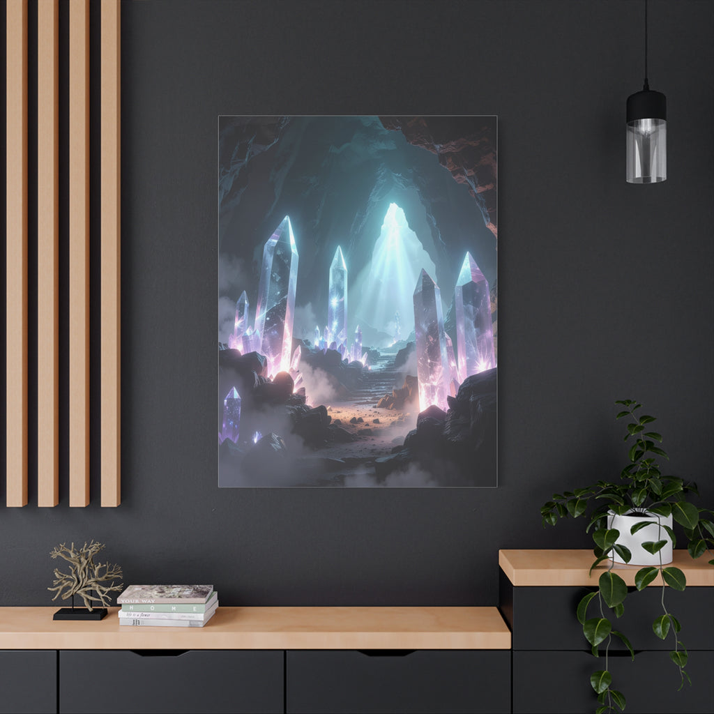 Crystal Reverie: Luminous Cavern Dreamscape, Ethereal Digital Fantasy Art - L’Art Suprême Canvas