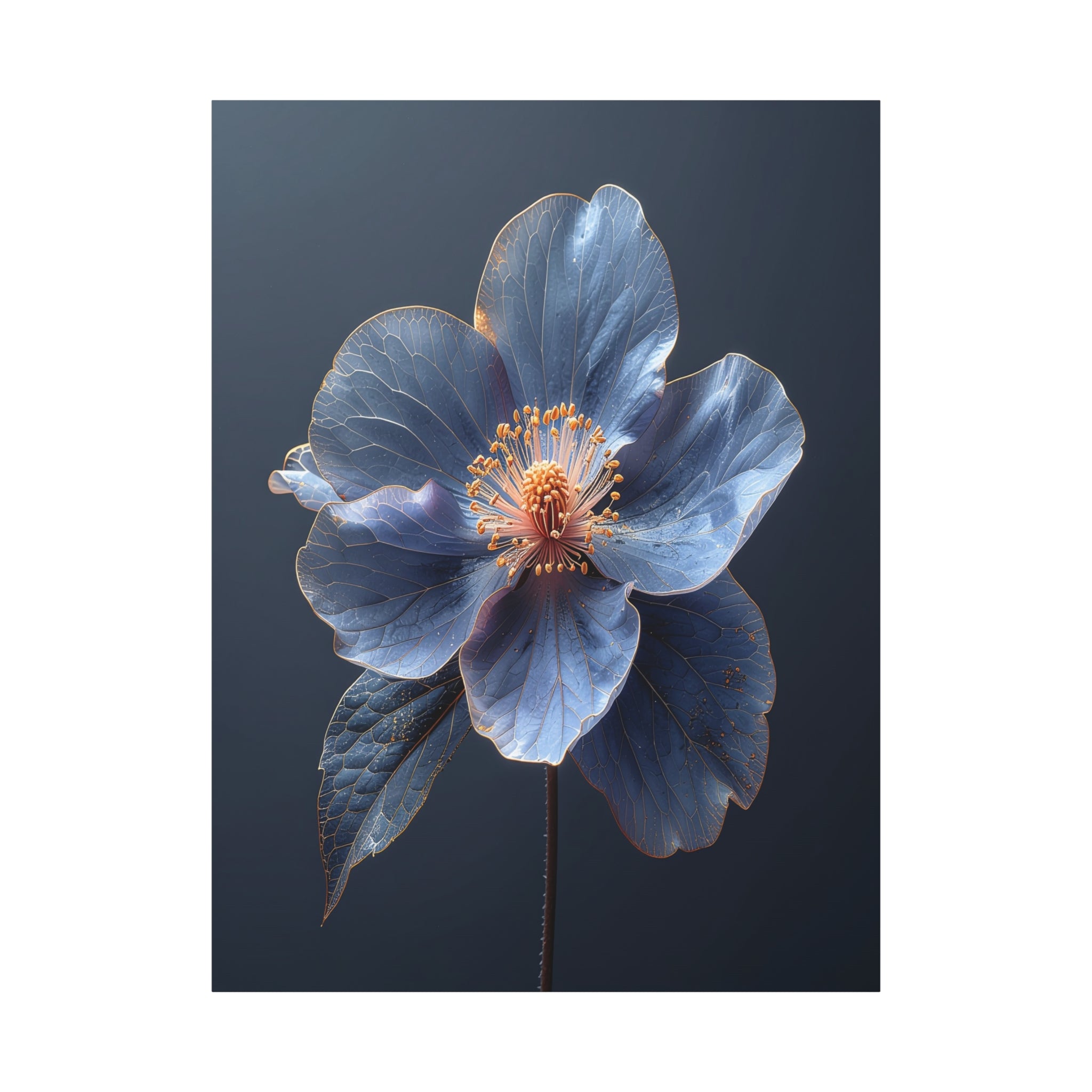 Ethereal Blue: Macro Botanical Photography, Delicate Floral Veins - L’Art Suprême Canvas