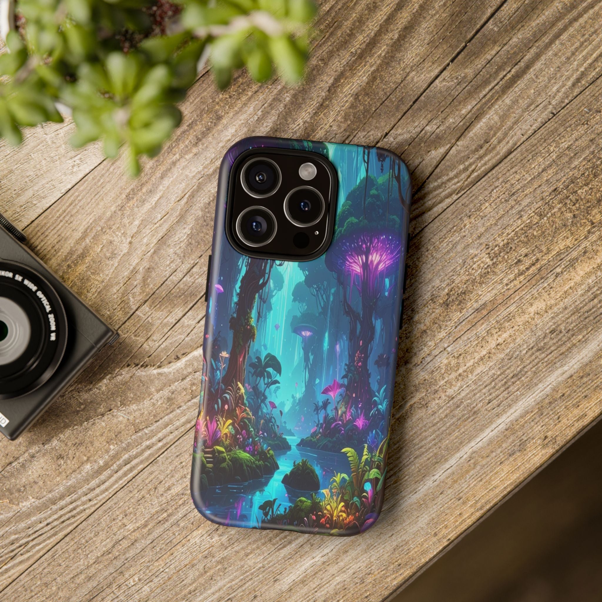 Bioluminescent Dreamscape: Ethereal Forest Fantasy, Digital Luminescence Illustration - L’Art Suprême Phone Case