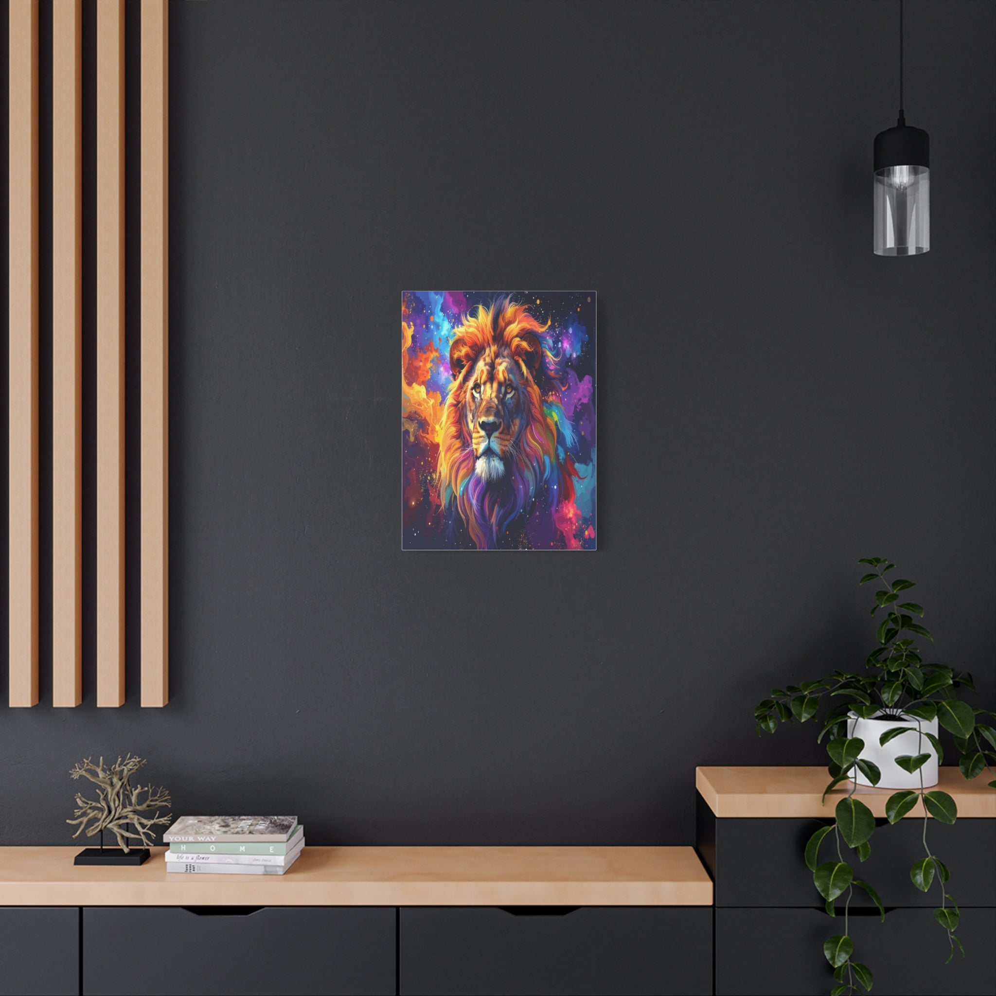 Cosmic Mane: Celestial Lion Portrait, Digital Cosmic Artwork - L’Art Suprême Canvas