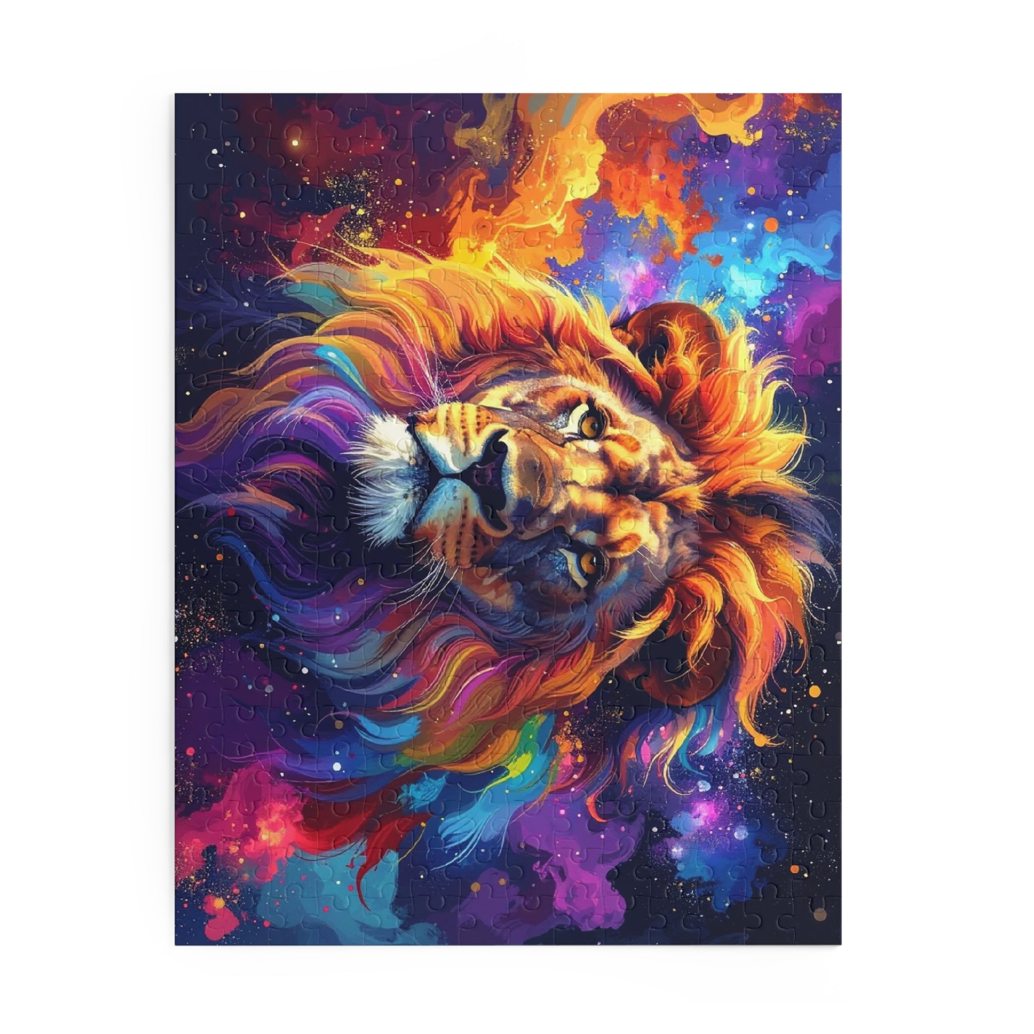 Cosmic Mane: Digital Wildlife Art, Celestial Lion Portrait -  L'Art Puzzle