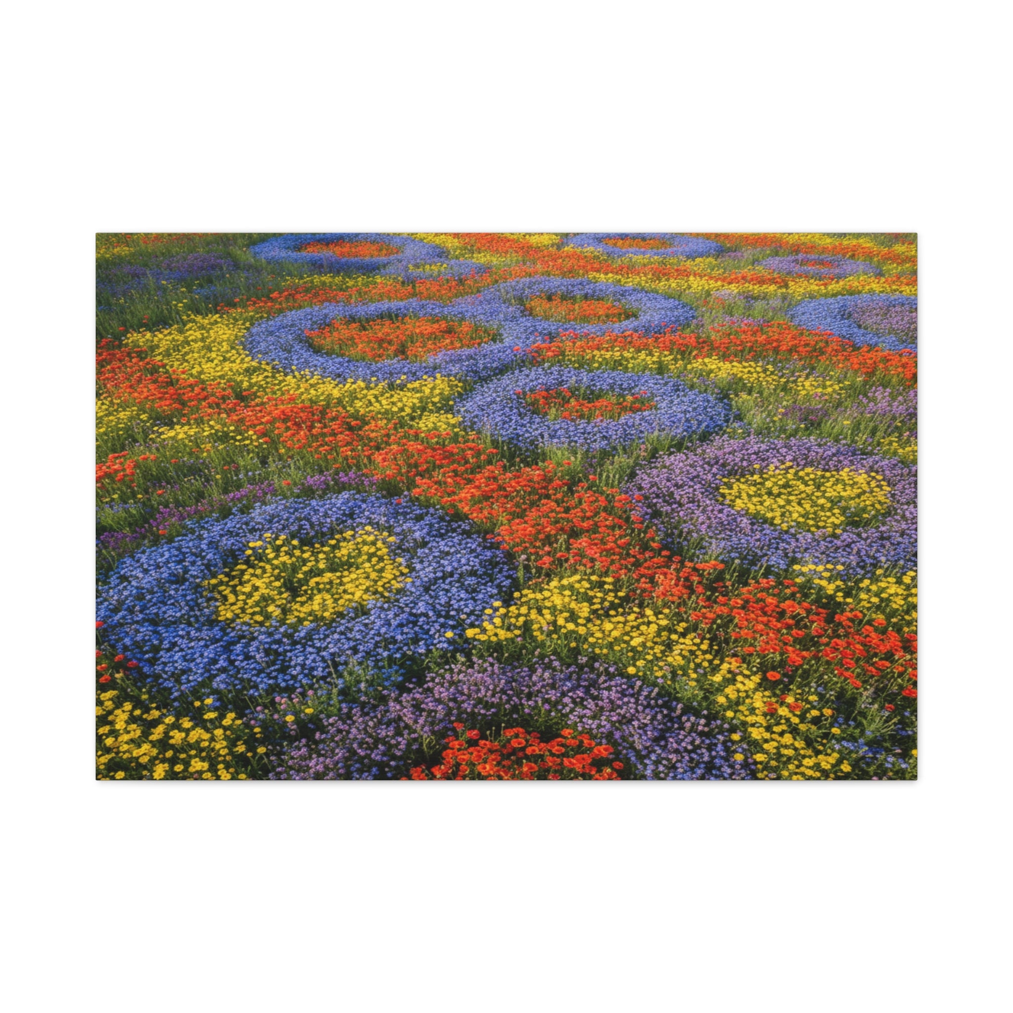 Geometric Garden: Kaleidoscopic Floral Landscape, Vibrant Botanical Patterns - L’Art Suprême Canvas