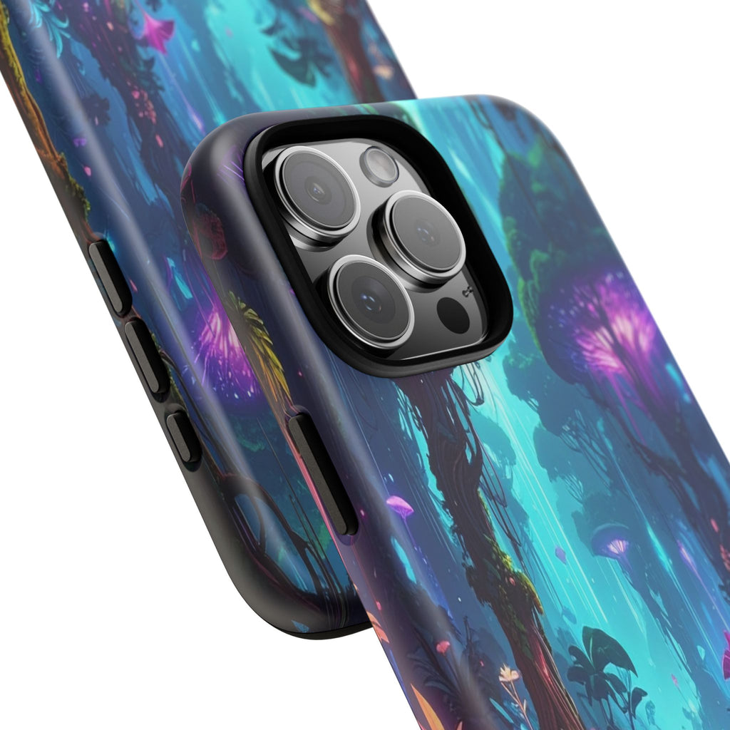 Bioluminescent Dreamscape: Ethereal Forest Fantasy, Digital Luminescence Illustration - L’Art Suprême Phone Case