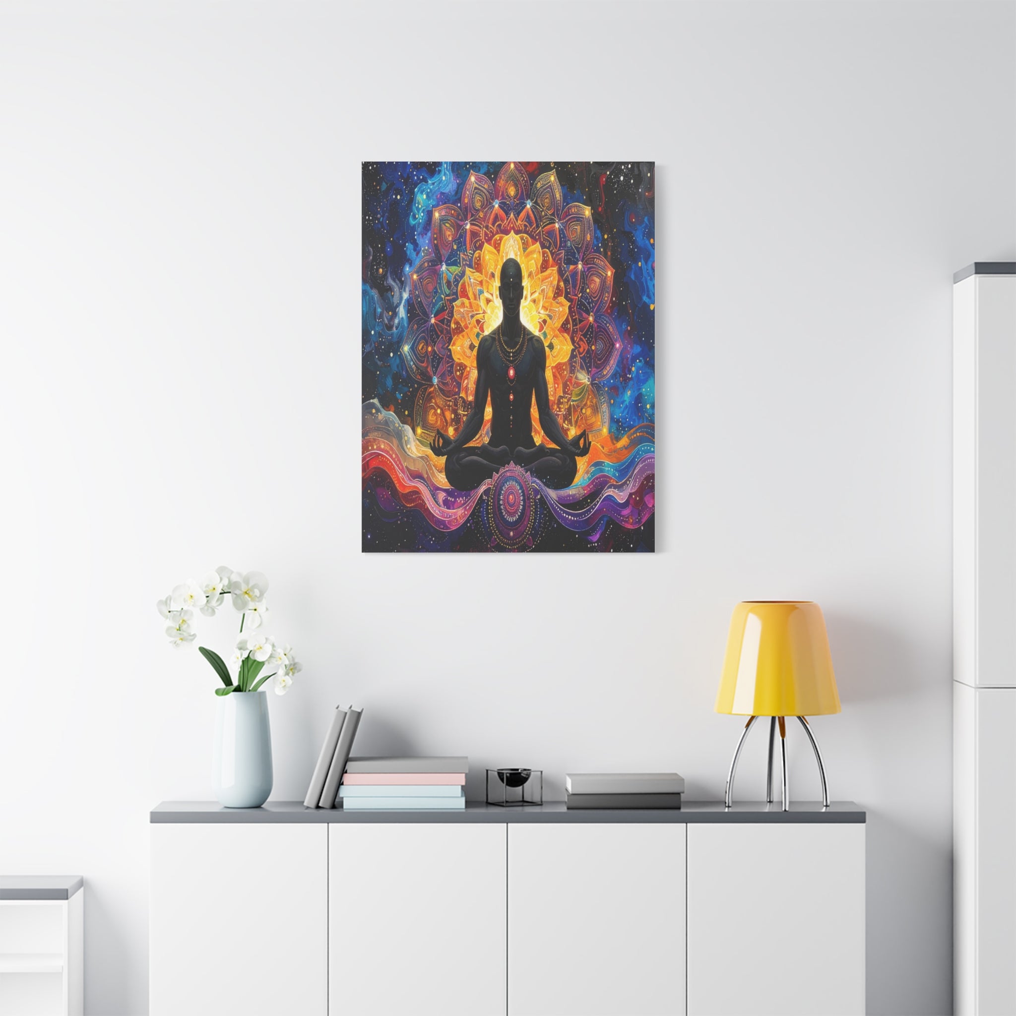 Cosmic Meditation: Spiritual Awakening through Mandala Art, Transcendent Chakra Visualization - L’Art Suprême Canvas
