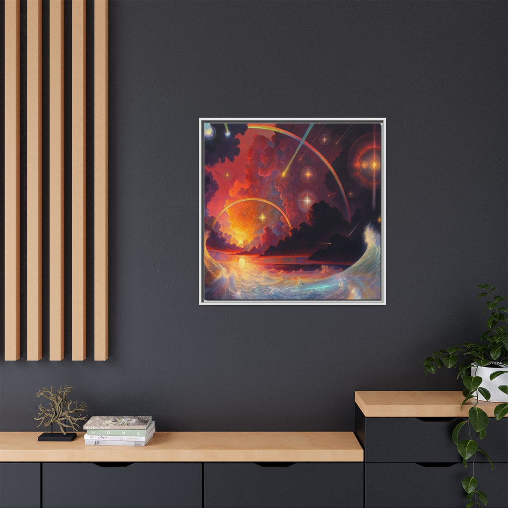 "Celestial Tides" – Framed Canvas Print