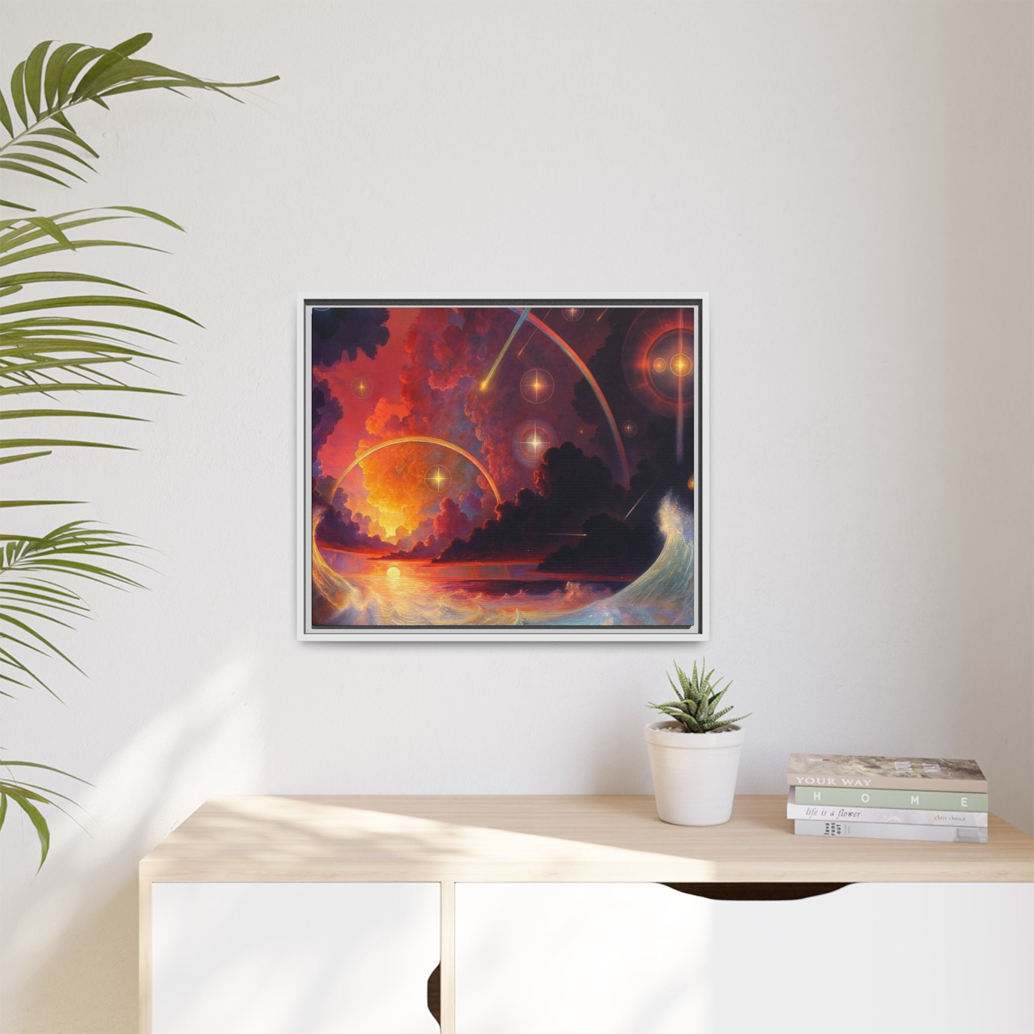 "Celestial Tides" – Framed Canvas Print