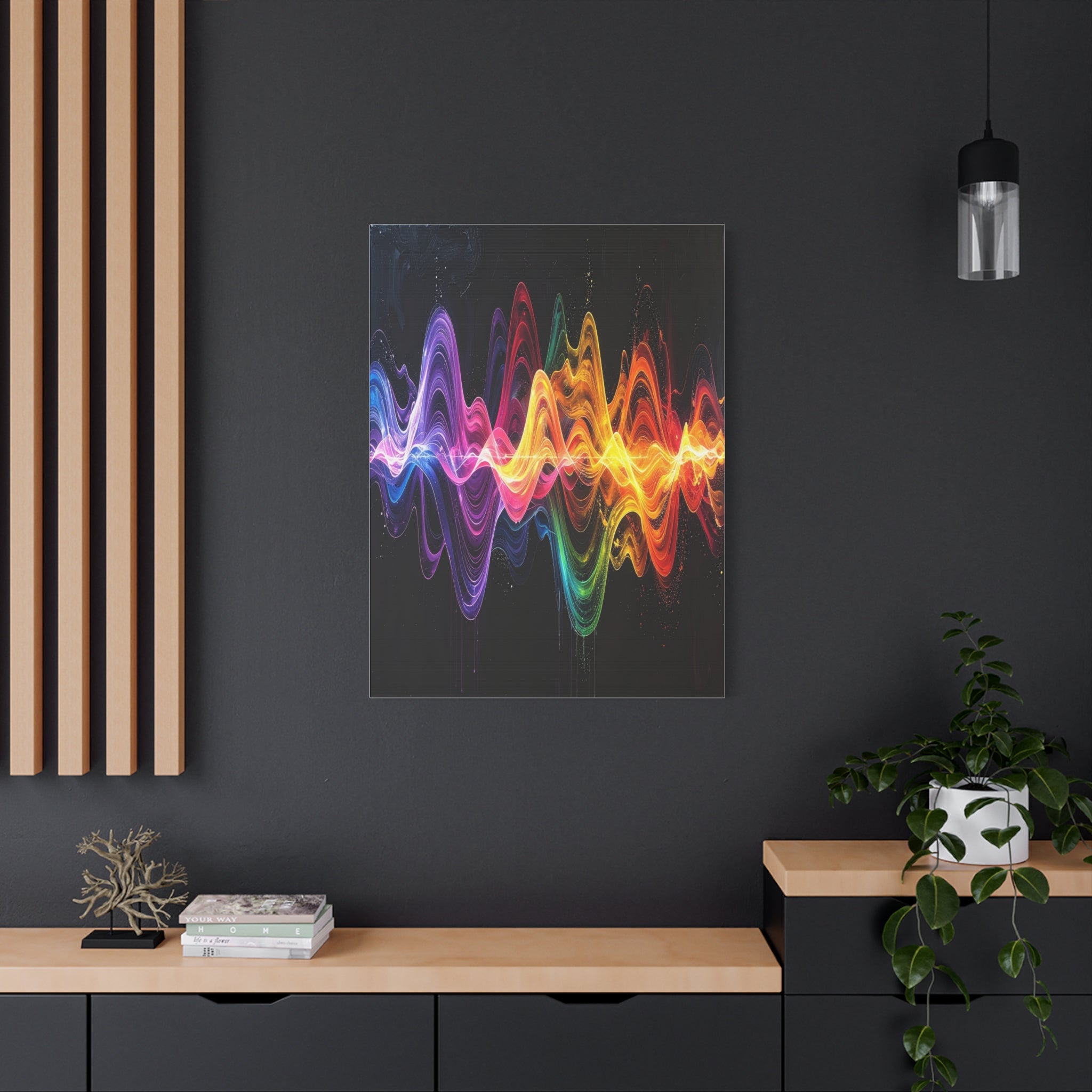 Sonic Spectrum: Digital Sound Wave Visualization, Color Gradient Artwork - L’Art Suprême Canvas